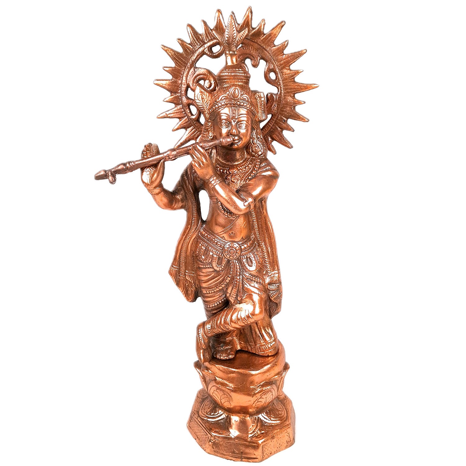 Krishna Statue | Shri Krishna Idol Playing Flute Design | Lord Krishna Murti - for Home, Living Room, Office, Puja , Entrance Decoration & Gifts - Apkamart