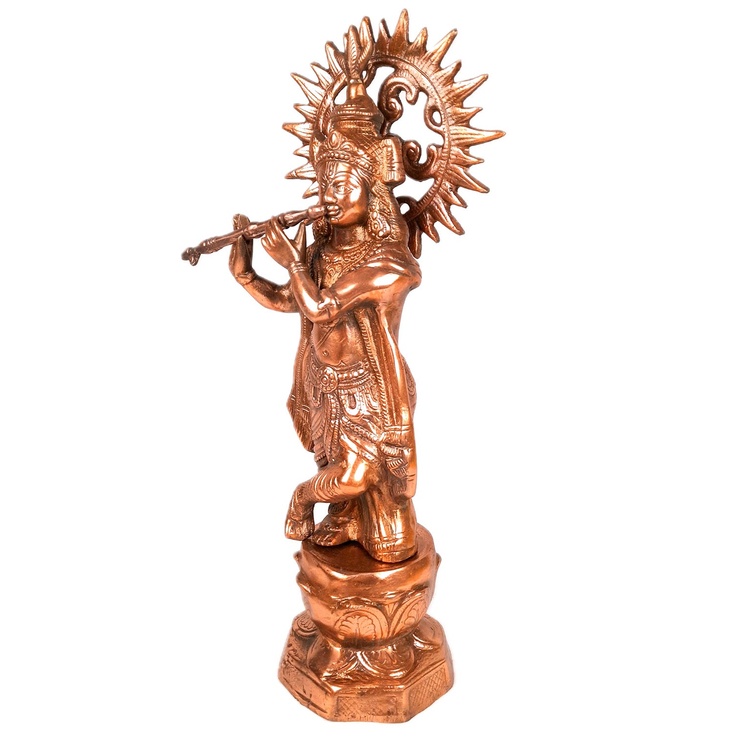 Krishna Statue | Shri Krishna Idol Playing Flute Design | Lord Krishna Murti - for Home, Living Room, Office, Puja , Entrance Decoration & Gifts - Apkamart