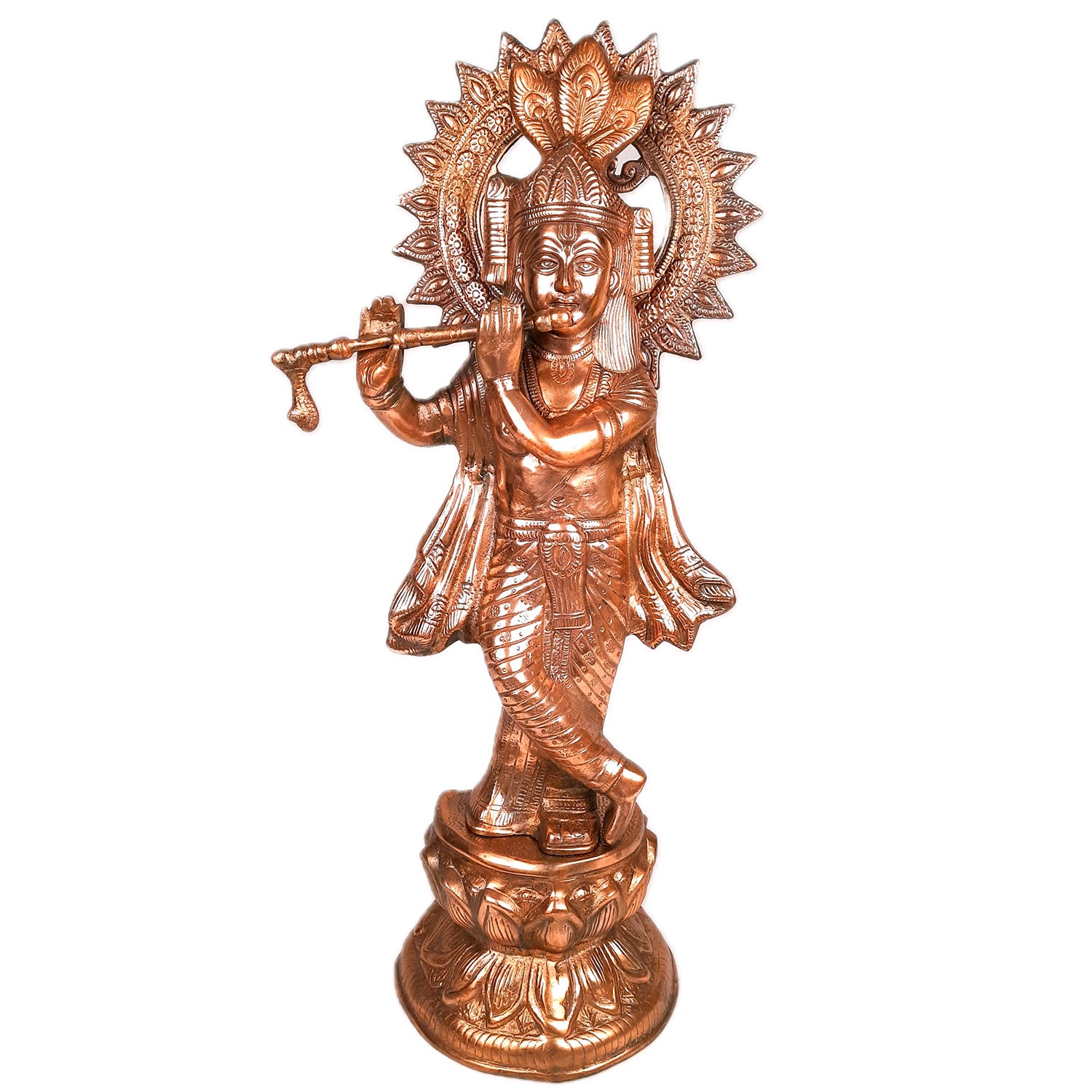 Krishna Idol | Shri Krishna Statue | Lord Krishna Metal Murti - for Puja, Home, Table, Living Room, Office Desk, Entrance Decoration & Gift - Apkamart