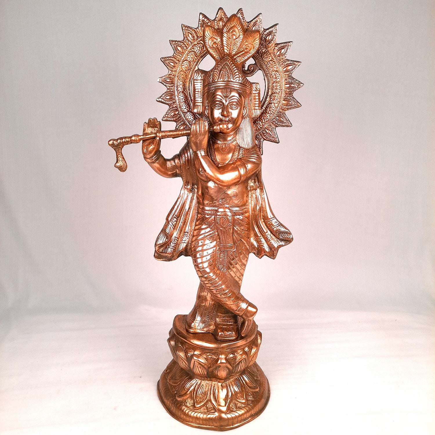 Krishna Idol | Shri Krishna Statue | Lord Krishna Metal Murti - for Puja, Home, Table, Living Room, Office Desk, Entrance Decoration & Gift - Apkamart