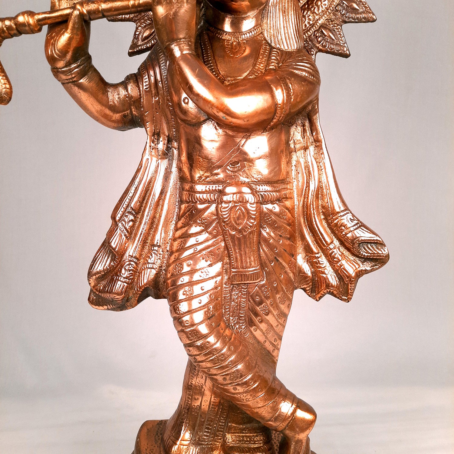 Krishna Idol | Shri Krishna Statue | Lord Krishna Metal Murti - for Puja, Home, Table, Living Room, Office Desk, Entrance Decoration & Gift - Apkamart