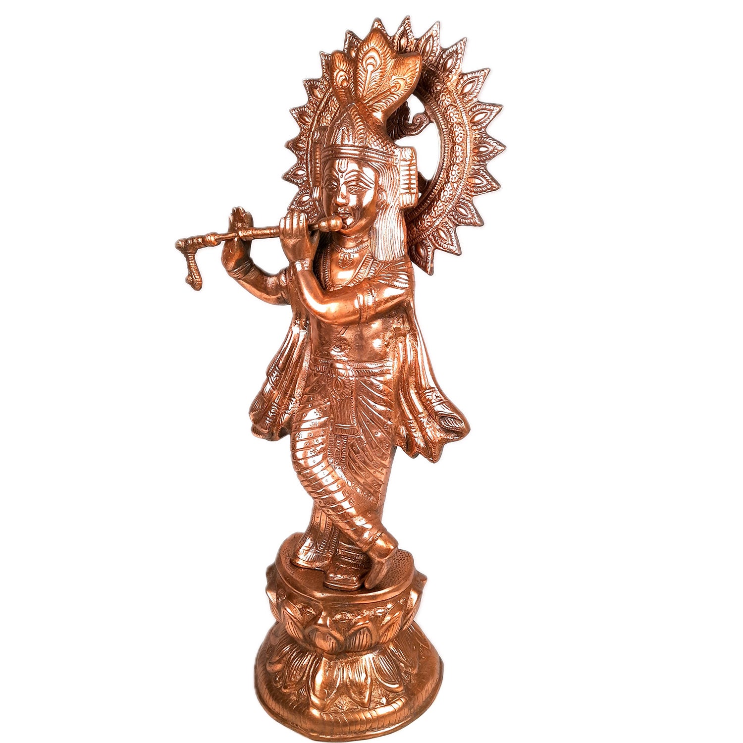 Krishna Idol | Shri Krishna Statue | Lord Krishna Metal Murti - for Puja, Home, Table, Living Room, Office Desk, Entrance Decoration & Gift - Apkamart
