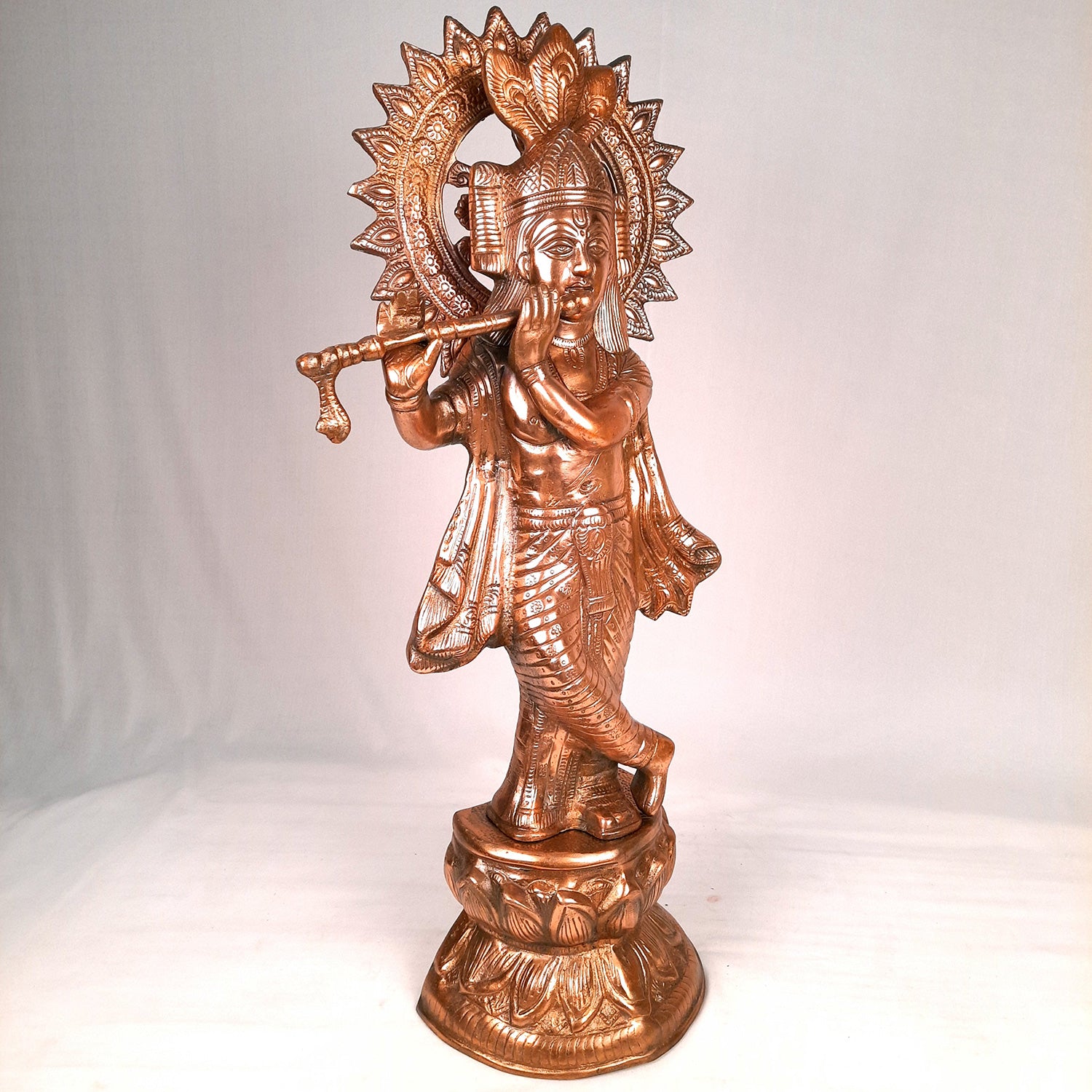 Krishna Idol | Shri Krishna Statue | Lord Krishna Metal Murti - for Puja, Home, Table, Living Room, Office Desk, Entrance Decoration & Gift - Apkamart