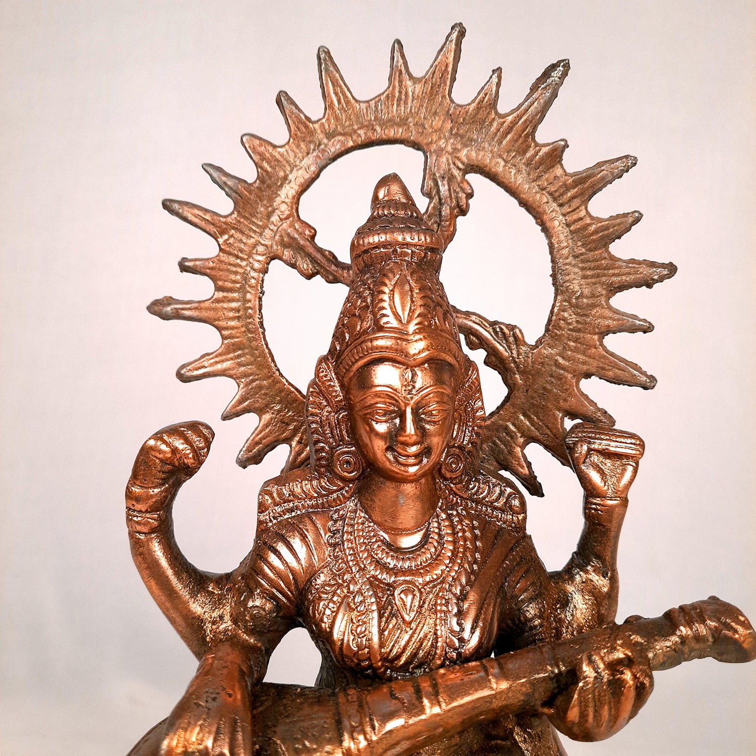 Saraswati Idol | Goddess Sarasvati Playing Veena Statue | Religoius & Spiritual Art - For Puja, Home & Entrance, Living Room & Gift - Apkamart