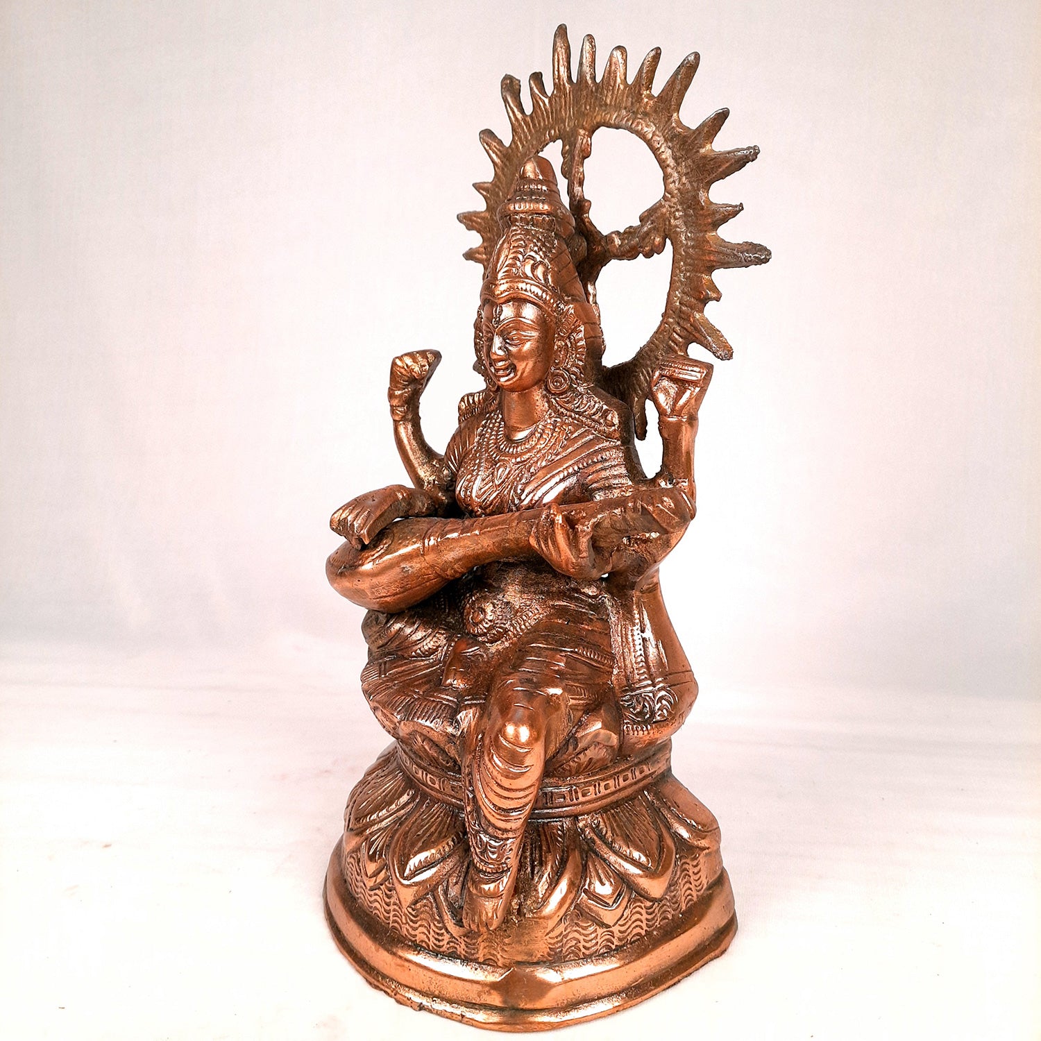 Saraswati Idol | Goddess Sarasvati Playing Veena Statue | Religoius & Spiritual Art - For Puja, Home & Entrance, Living Room & Gift - Apkamart