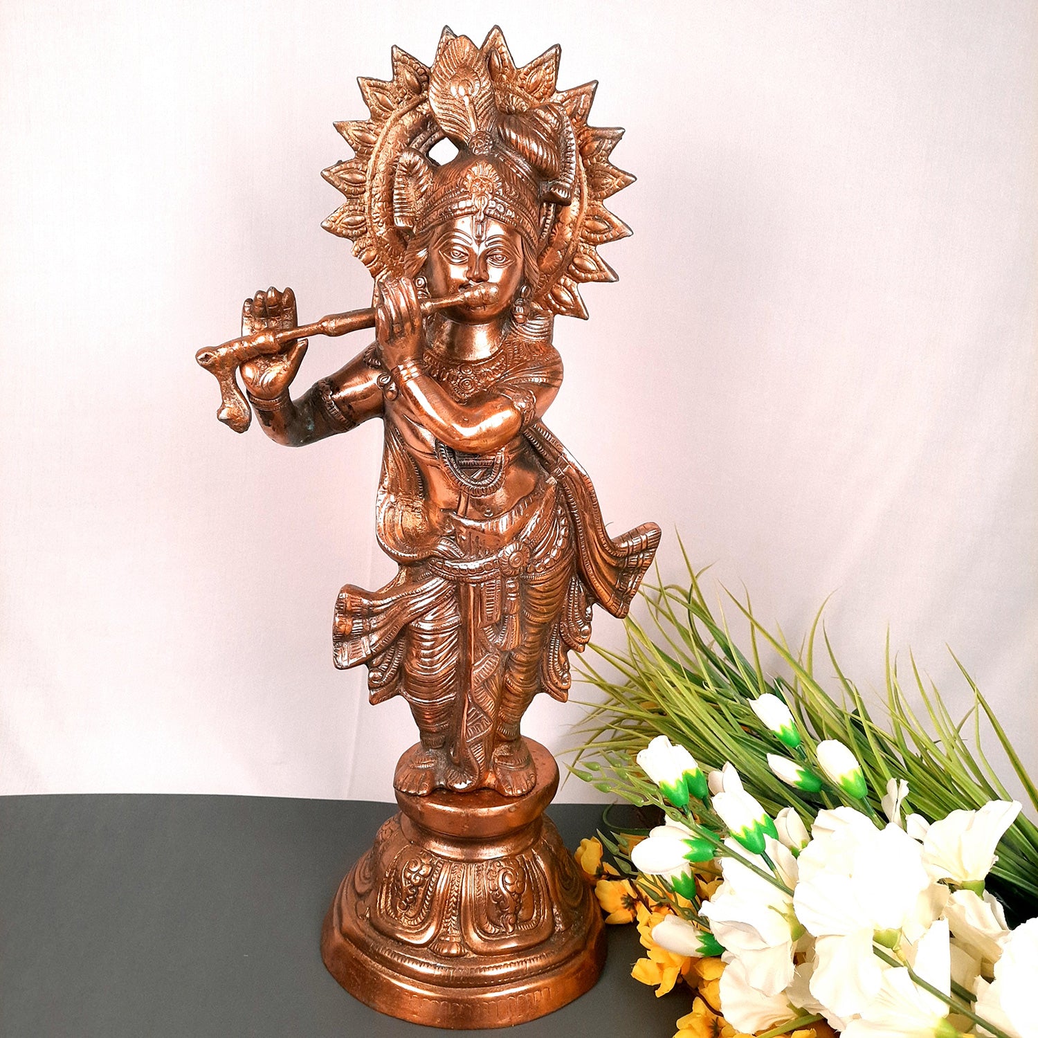 Shri Krishna Statue | Lord Krishna Idol Big | Religious & Spiritual Art Sculpture - for Gift, Home, Living Room, Office, Puja Room Decoration - 24 inch - Apkamart