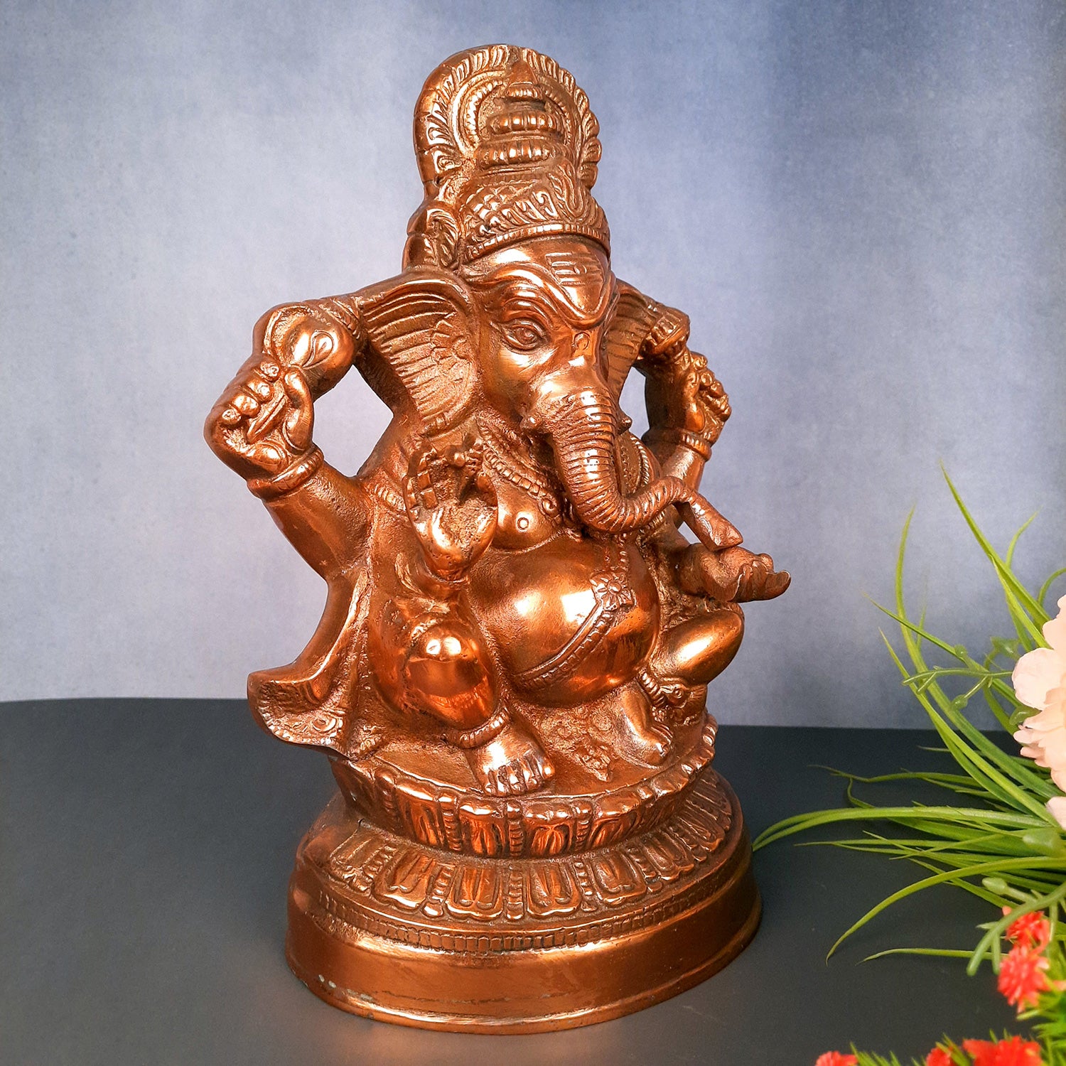 Ganesh Statue | Lord Ganesha Idol - for Home, Puja, Living Room, Entrance & Office Decor | Antique Idol for Religious & Spiritual Decor - 13 Inch - Apkamart