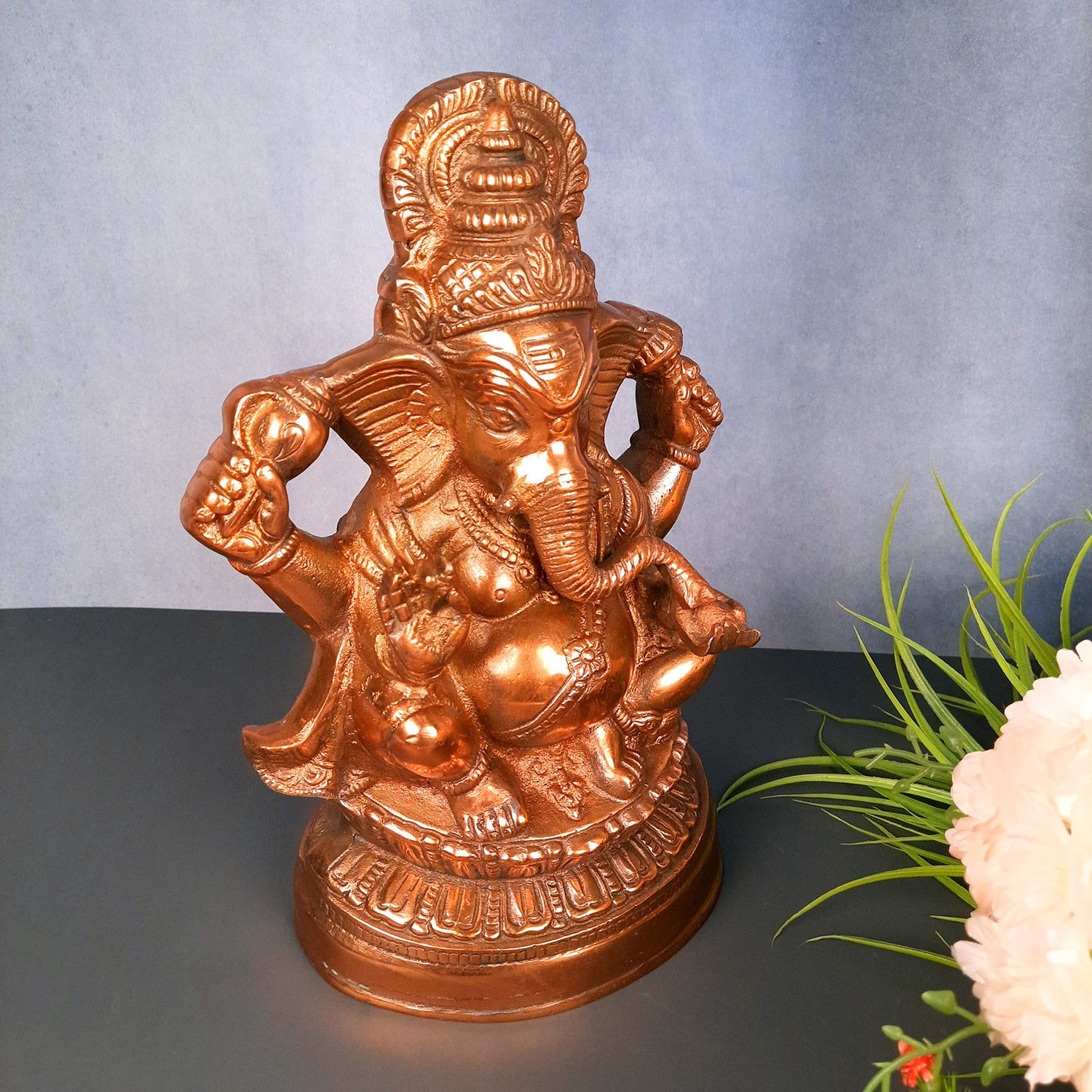 Ganesh Statue | Lord Ganesha Idol - for Home, Puja, Living Room, Entrance & Office Decor | Antique Idol for Religious & Spiritual Decor - 13 Inch - Apkamart