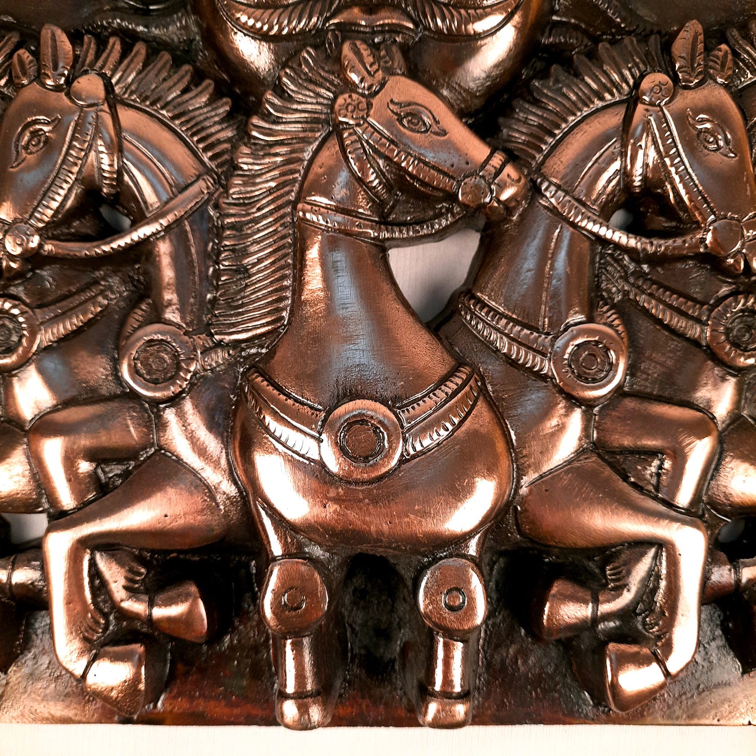 Sun God with 7 Running Horses Wall Decor | Surya Dev With Seven Horse Metal Wall Hanging - For Vastu, Home, Living Room, Bedroom, Hall, Entrance Decor - 15 Inch - Apkamart