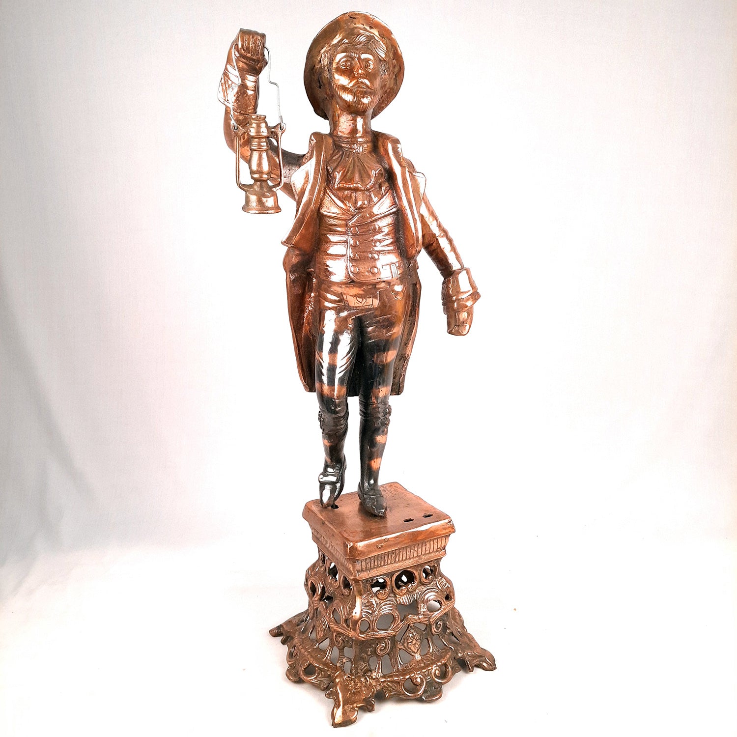 Showpiece Man Holding Lamp| Decorative Vintage Statue Big - For Home, Corners, Living Room Decor & Gifts - 26 Inch - Apkamart