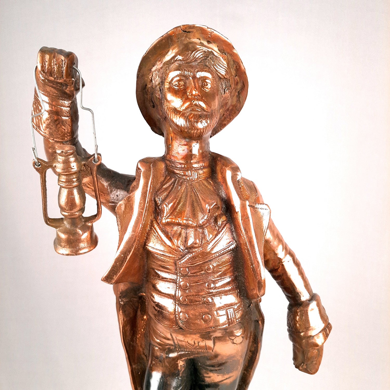 Showpiece Man Holding Lamp| Decorative Vintage Statue Big - For Home, Corners, Living Room Decor & Gifts - 26 Inch - Apkamart
