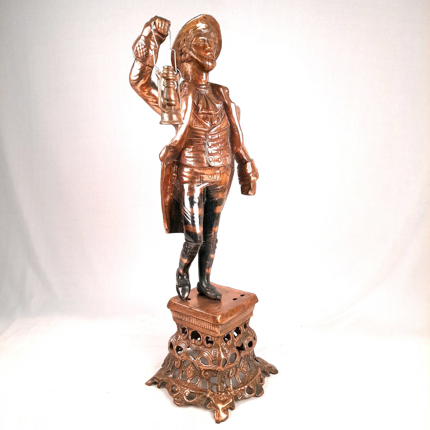Showpiece Man Holding Lamp| Decorative Vintage Statue Big - For Home, Corners, Living Room Decor & Gifts - 26 Inch - Apkamart