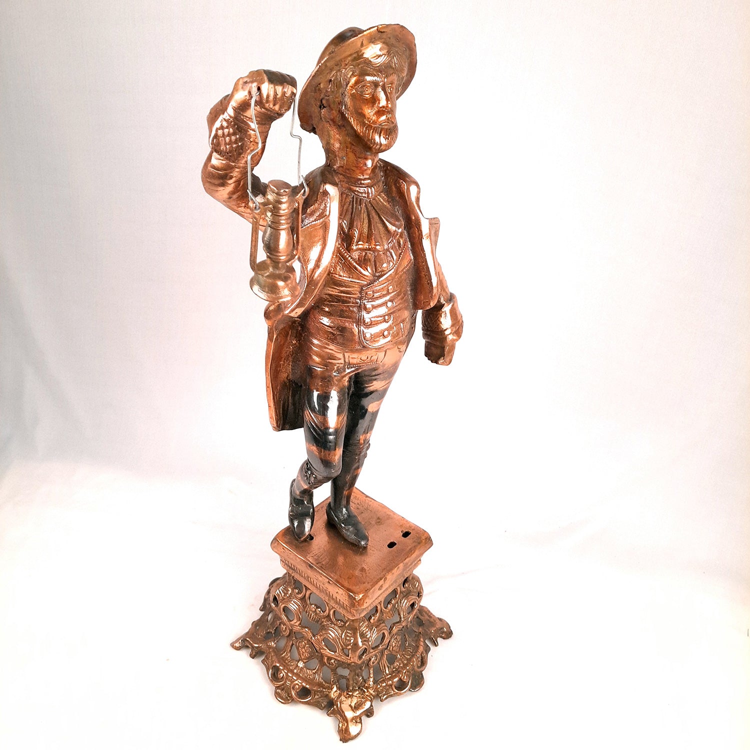 Showpiece Man Holding Lamp| Decorative Vintage Statue Big - For Home, Corners, Living Room Decor & Gifts - 26 Inch - Apkamart
