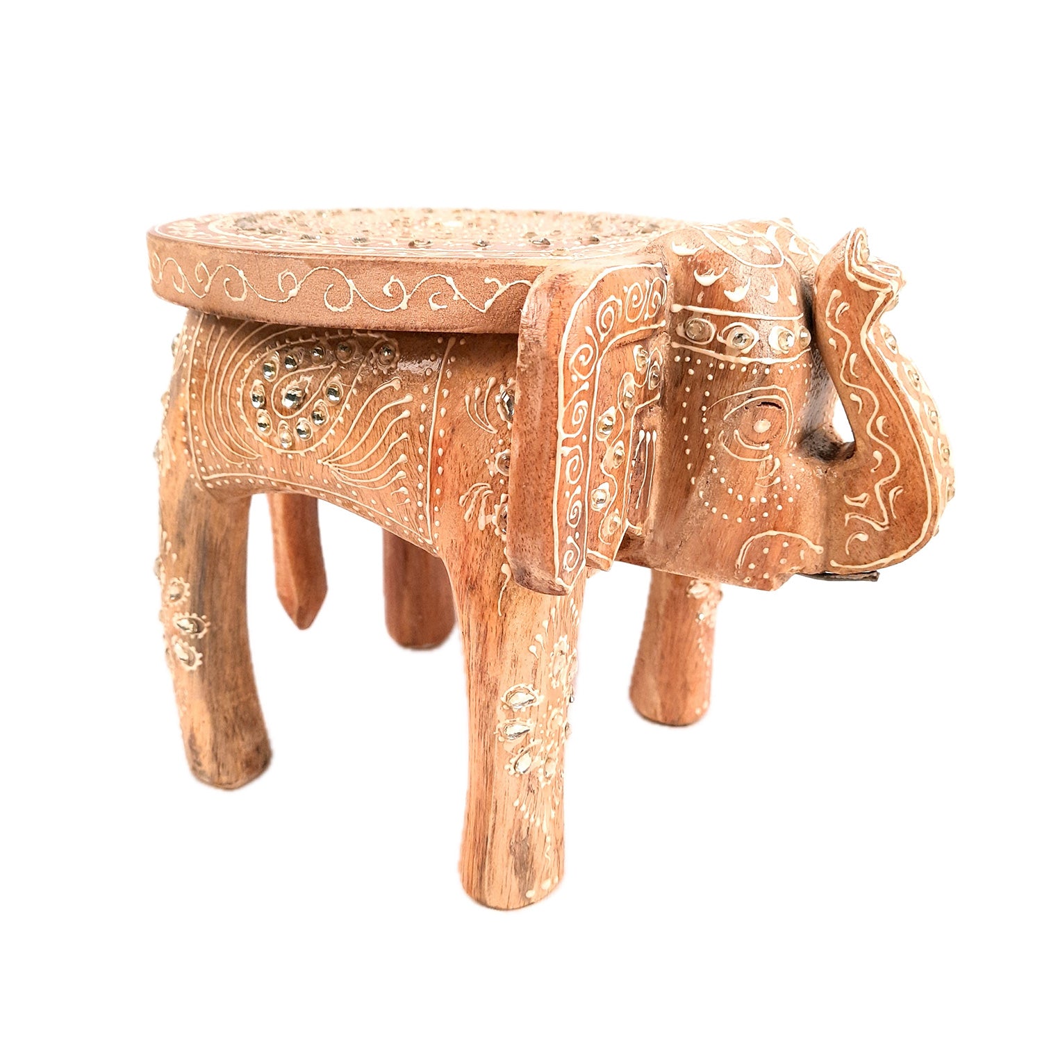 Elephant Showpiece - Stool Design | Elephant Table Showpiece - For Placing Small Pots & Tea Lights - For Home, Living Room Decor & Gifts - 8 Inch - Apkamart #Style_Design 4