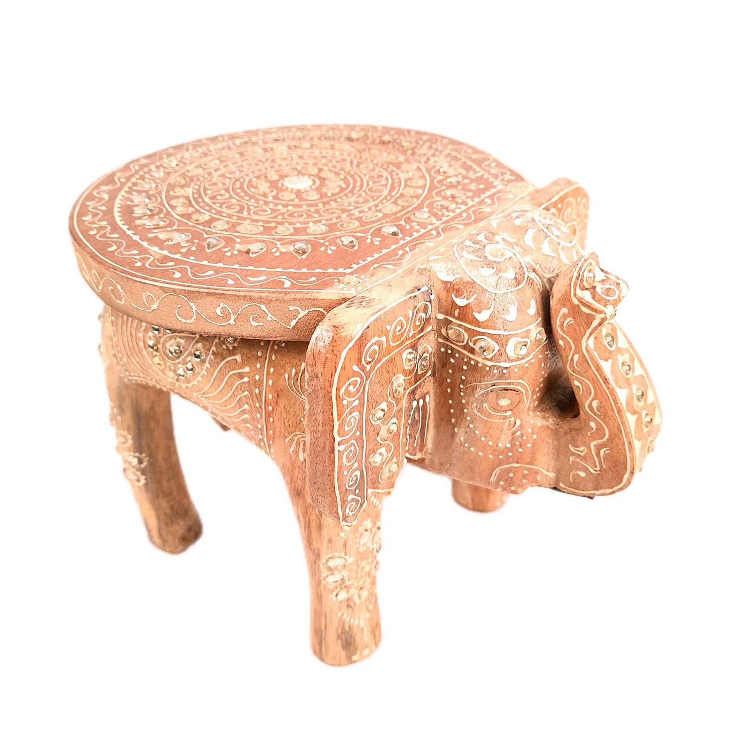 Elephant Showpiece - Stool Design | Elephant Table Showpiece - For Placing Small Pots & Tea Lights - For Home, Living Room Decor & Gifts - 8 Inch - Apkamart #Style_Design 4