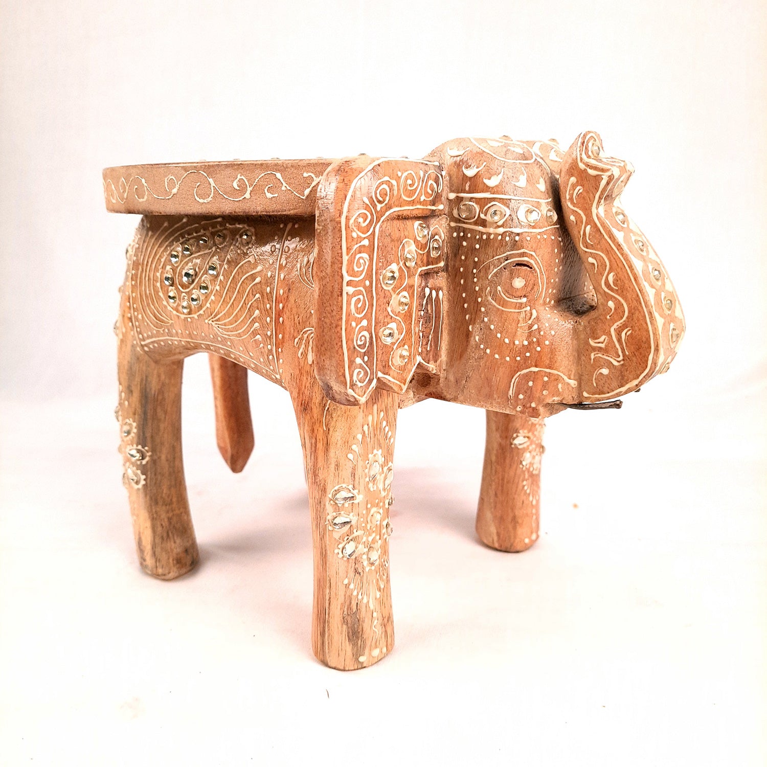 Elephant Showpiece - Stool Design | Elephant Table Showpiece - For Placing Small Pots & Tea Lights - For Home, Living Room Decor & Gifts - 8 Inch - Apkamart #Style_Design 4