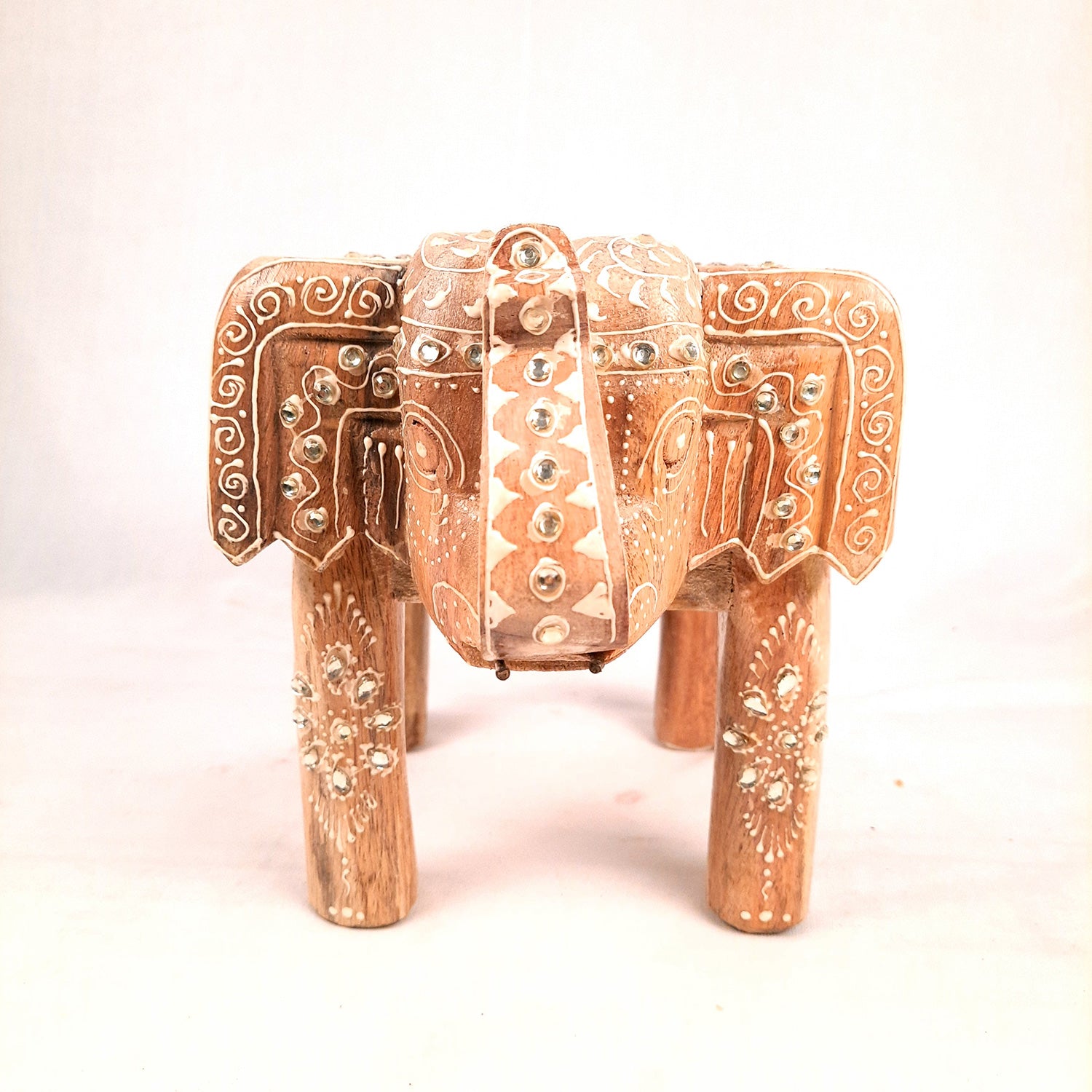 Elephant Showpiece - Stool Design | Elephant Table Showpiece - For Placing Small Pots & Tea Lights - For Home, Living Room Decor & Gifts - 8 Inch - Apkamart #Style_Design 4