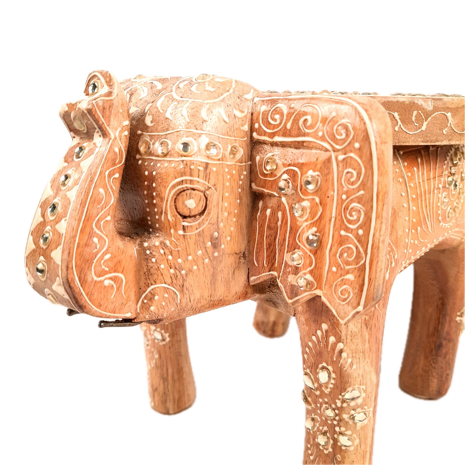 Elephant Showpiece - Stool Design | Elephant Table Showpiece - For Placing Small Pots & Tea Lights - For Home, Living Room Decor & Gifts - 8 Inch - Apkamart #Style_Design 4