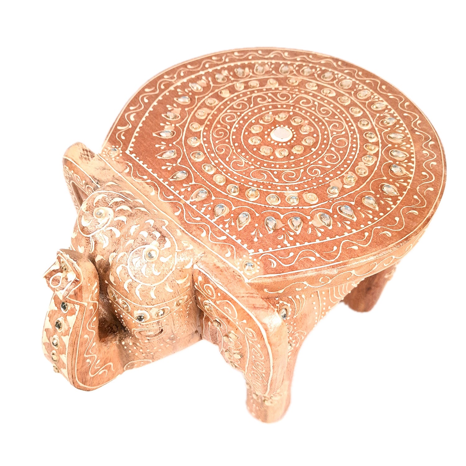 Elephant Showpiece - Stool Design | Elephant Table Showpiece - For Placing Small Pots & Tea Lights - For Home, Living Room Decor & Gifts - 8 Inch - Apkamart #Style_Design 4