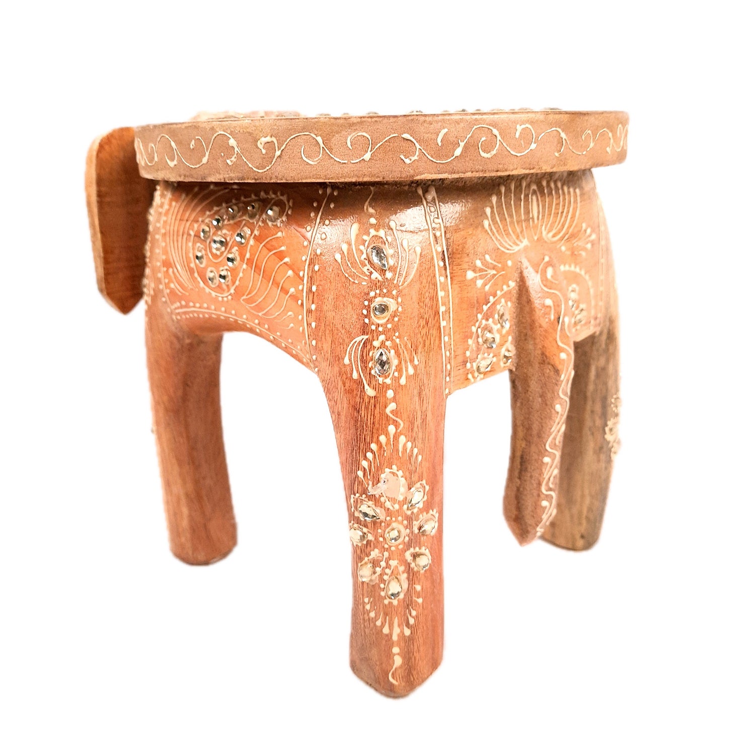 Elephant Showpiece - Stool Design | Elephant Table Showpiece - For Placing Small Pots & Tea Lights - For Home, Living Room Decor & Gifts - 8 Inch - Apkamart #Style_Design 4