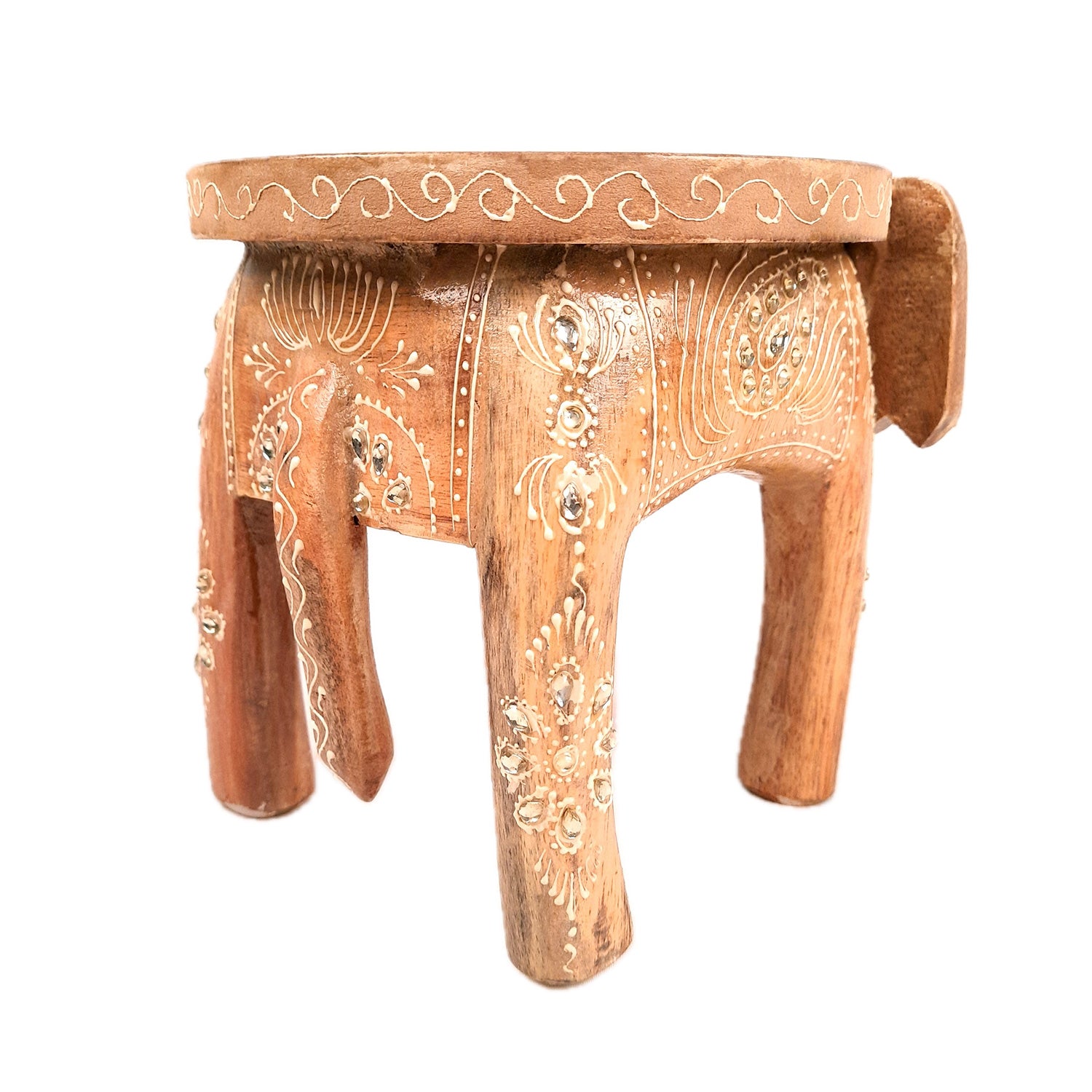Elephant Showpiece - Stool Design | Elephant Table Showpiece - For Placing Small Pots & Tea Lights - For Home, Living Room Decor & Gifts - 8 Inch - Apkamart #Style_Design 4