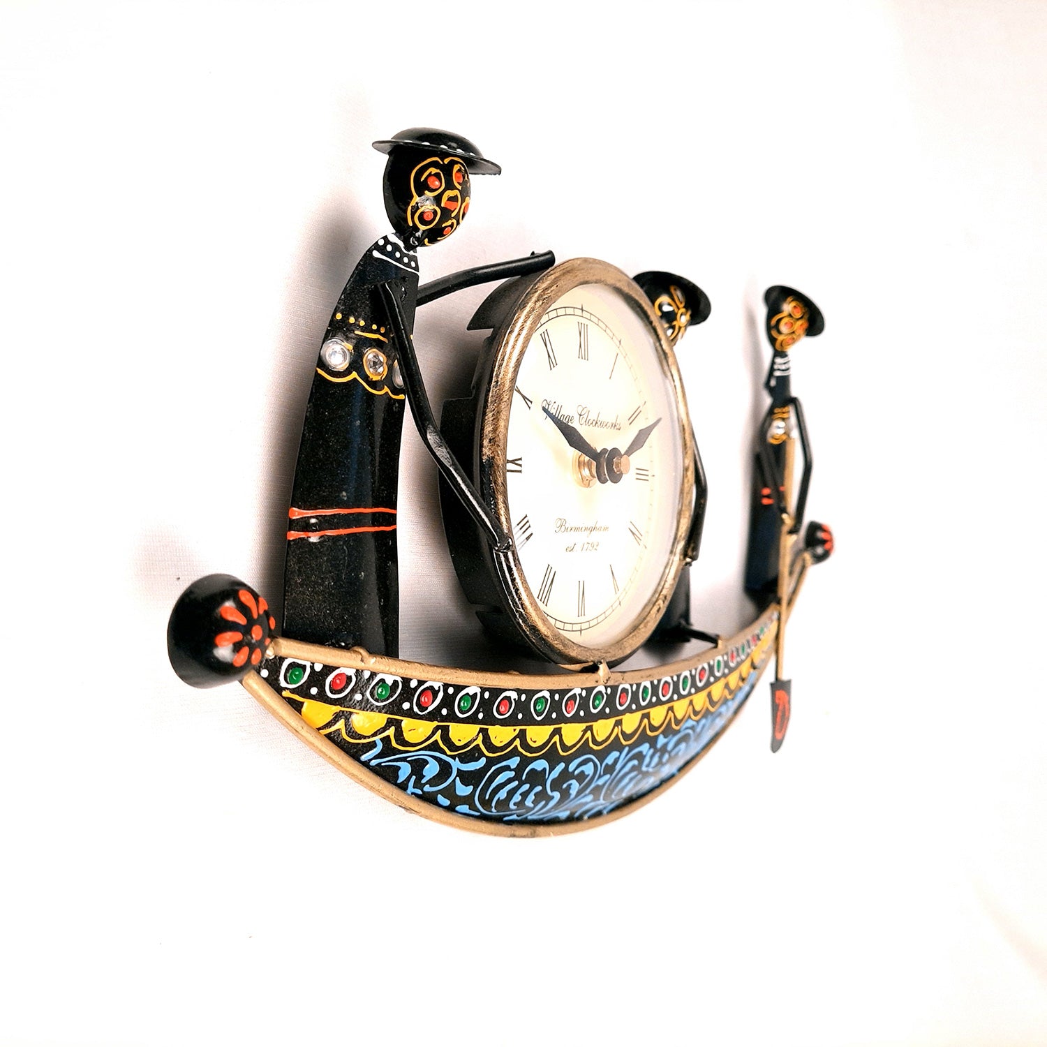 Decorative Boat Design Wall Clock | Wall Clock Decor - for Kids Room - 7 Inch-Apkamart #Color_Black