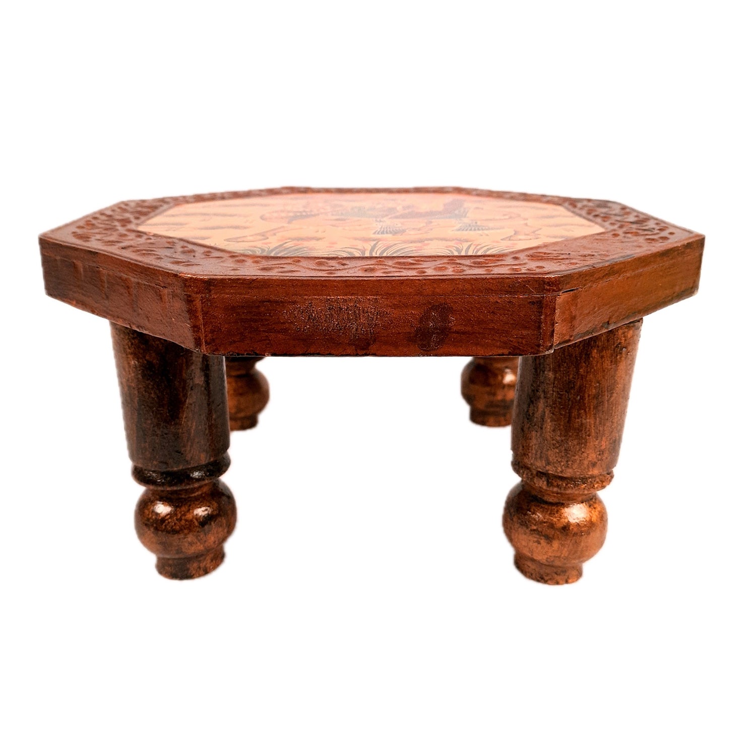 Wooden Chowki Bajot | Decorative Choki / Peeta - For Home, Puja, Living Room, Sitting, Sofa Corners Decor & Gifts - Apkamart