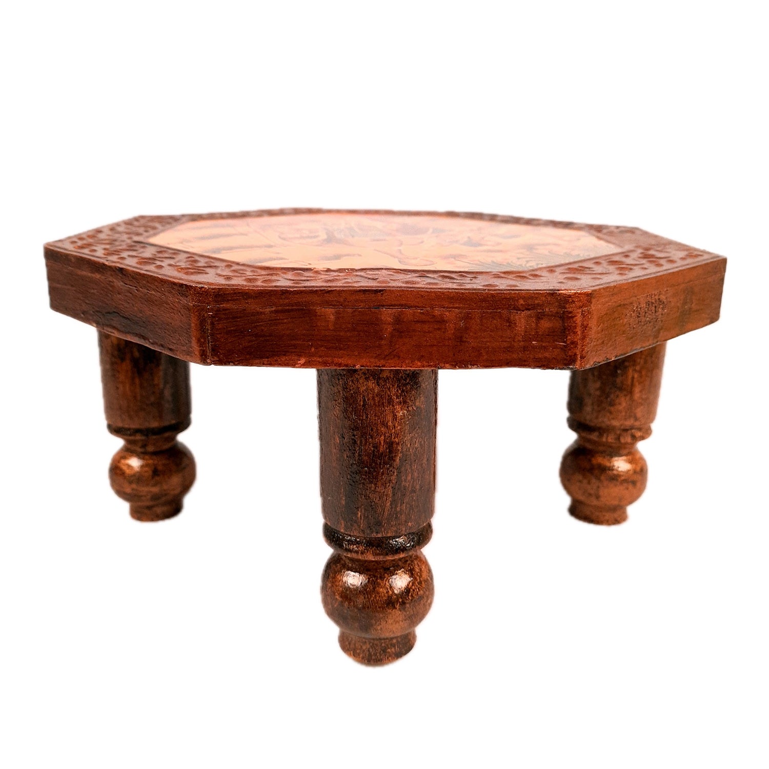 Wooden Chowki Bajot | Decorative Choki / Peeta - For Home, Puja, Living Room, Sitting, Sofa Corners Decor & Gifts - Apkamart