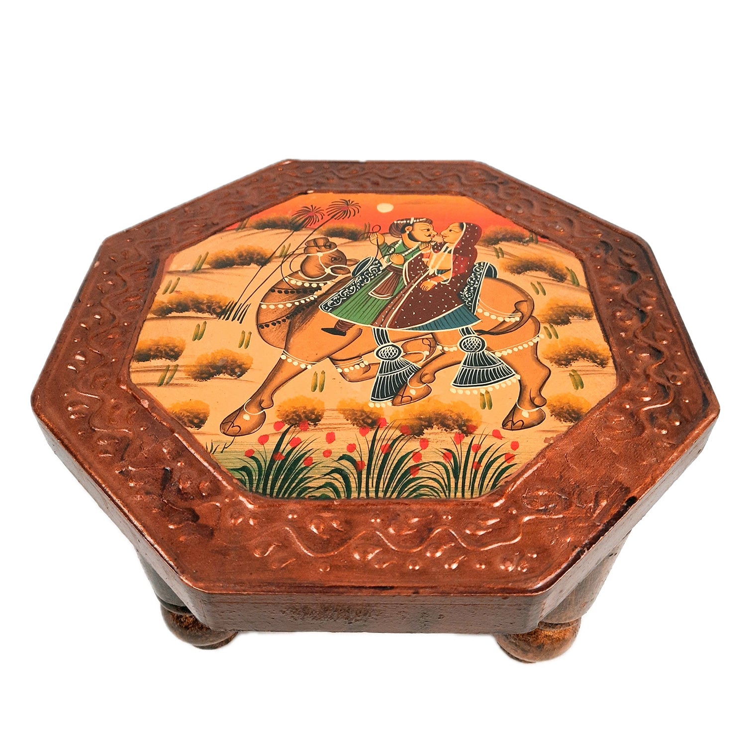 Wooden Chowki Bajot | Decorative Choki / Peeta - For Home, Puja, Living Room, Sitting, Sofa Corners Decor & Gifts - Apkamart