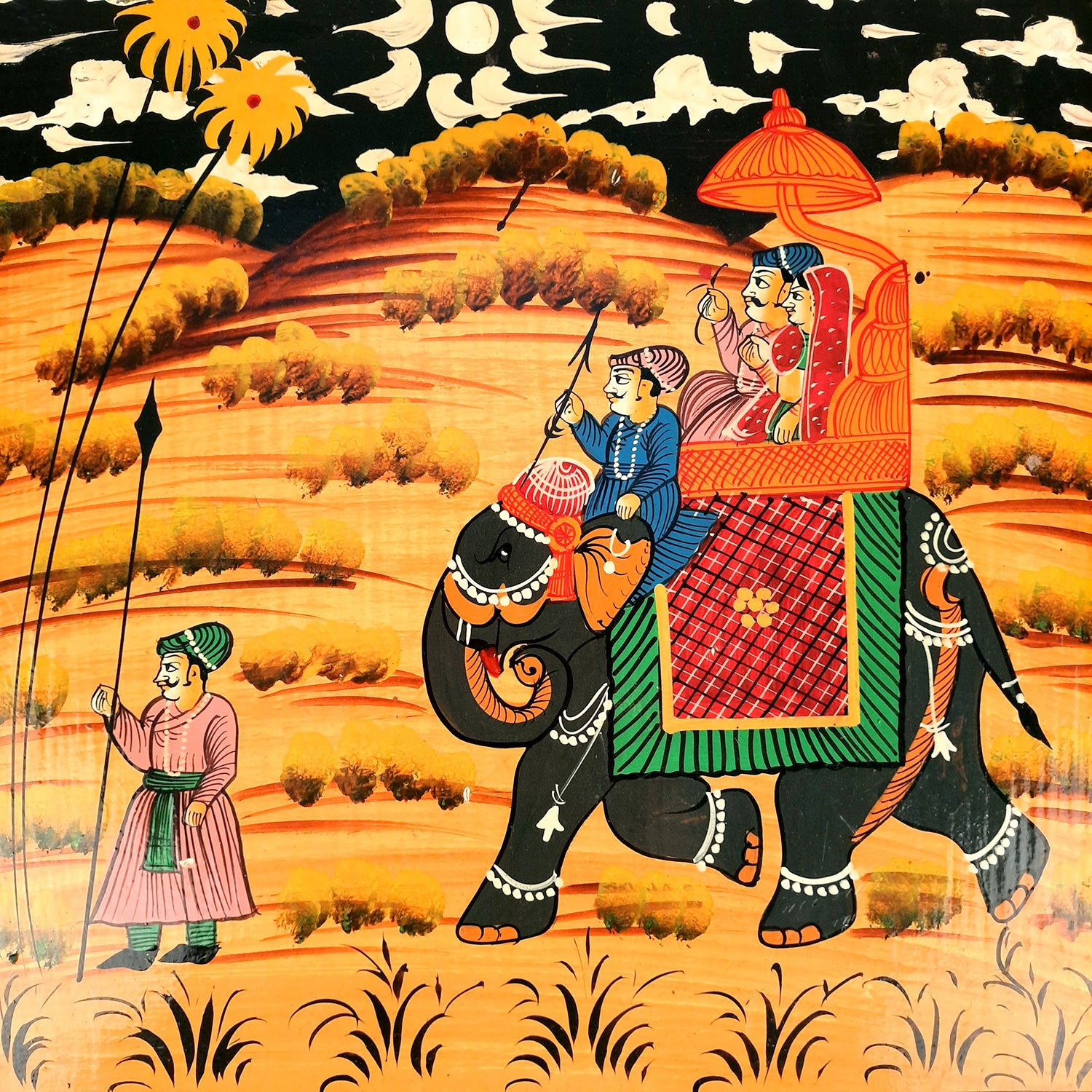 Wooden Chowki | Decorative Hand Painted Bajot / Patla - For Home, Living Room, Sitting, Sofa Corners Decor & Gifts - Apkamart