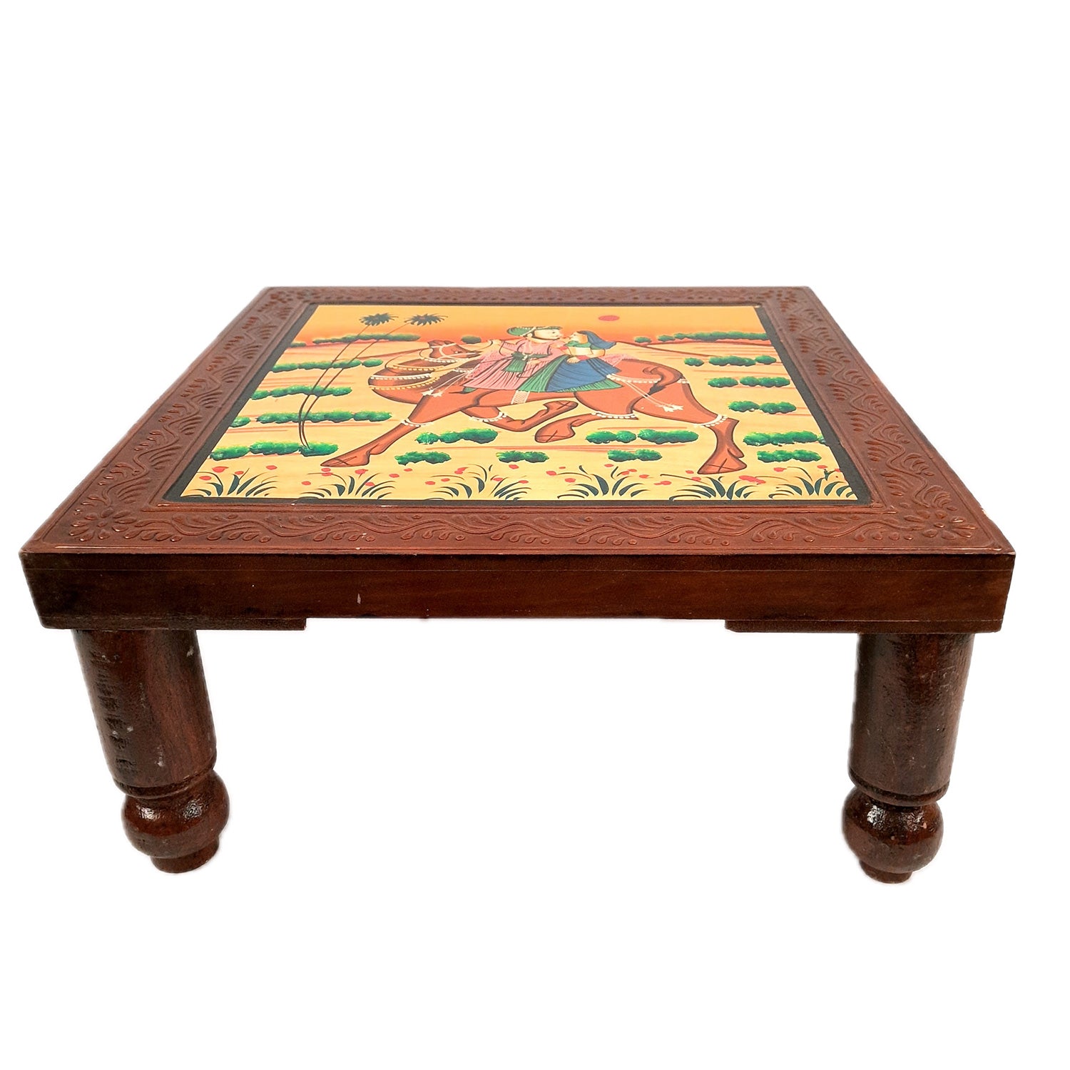Wooden Chowki Bajot | Decorative Choki / Peeta - For Home, Living Room, Sitting, Sofa Corners Decor & Gifts - Apkamart