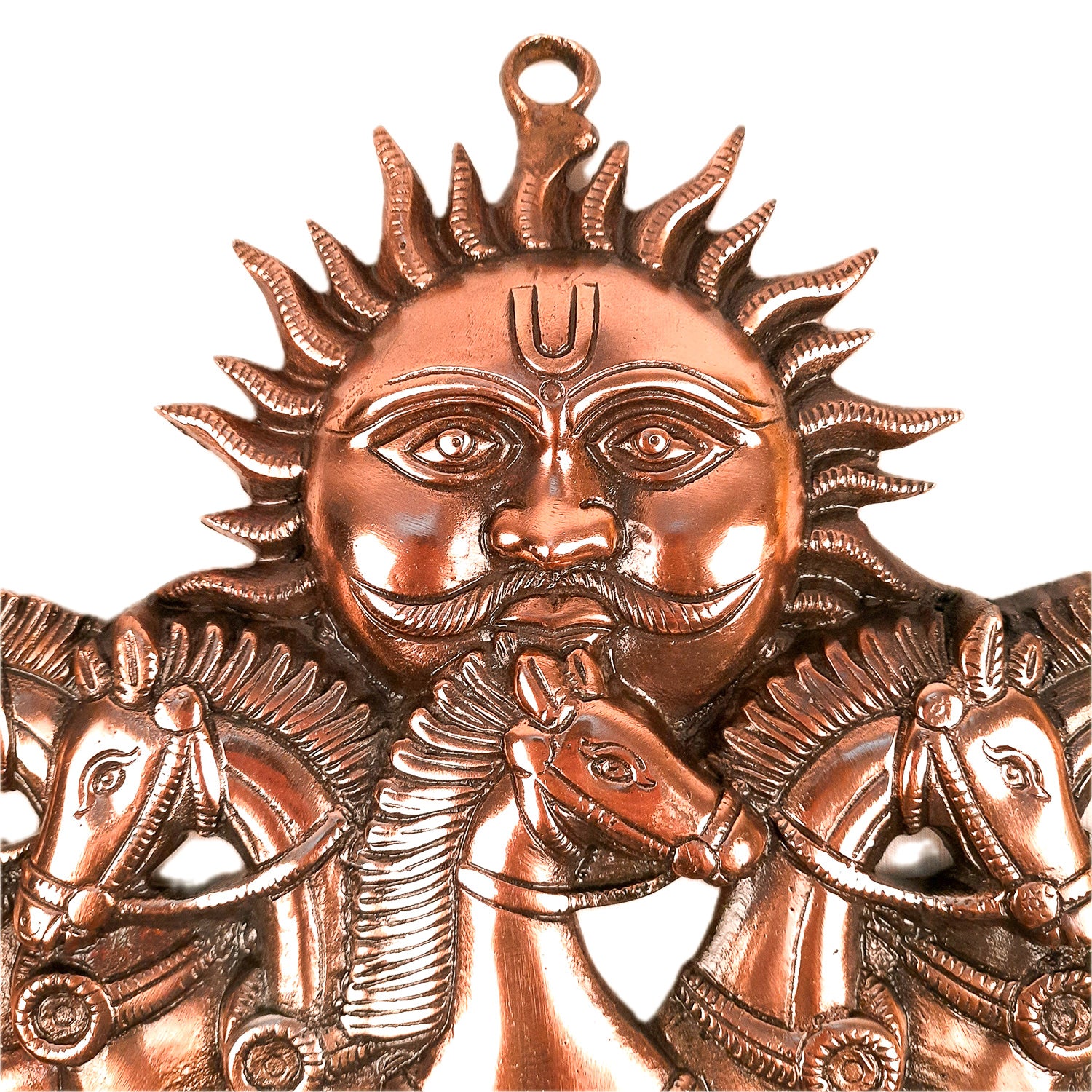 Sun with 7 Running Horses Wall Hanging | Surya Bahgwan With Seven Horse Metal Wall Art - For Vastu, Home, Living Room, Bedroom, Hall, Entrance Decor - 14 Inch - apkamart