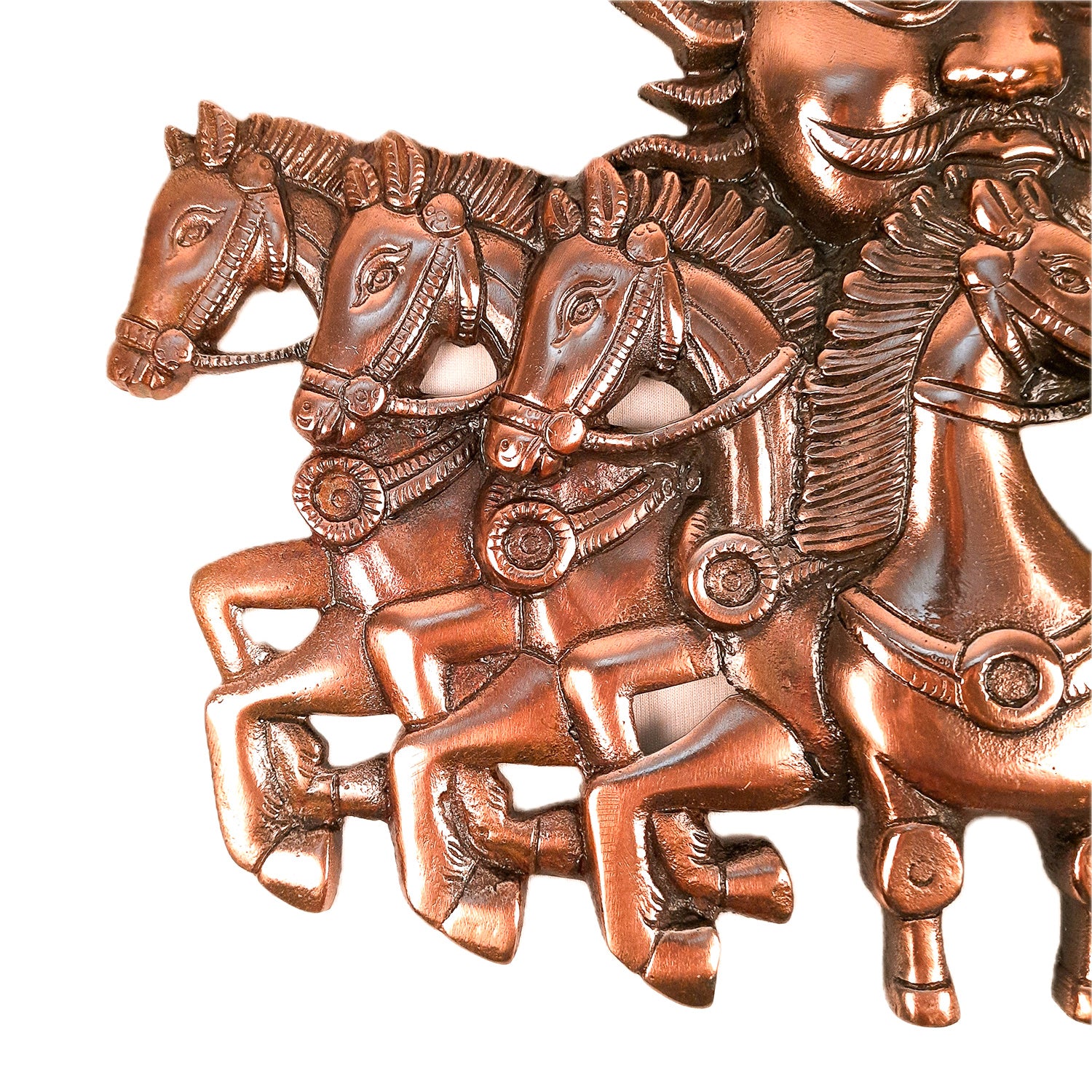 Sun with 7 Running Horses Wall Hanging | Surya Bahgwan With Seven Horse Metal Wall Art - For Vastu, Home, Living Room, Bedroom, Hall, Entrance Decor - 14 Inch - apkamart
