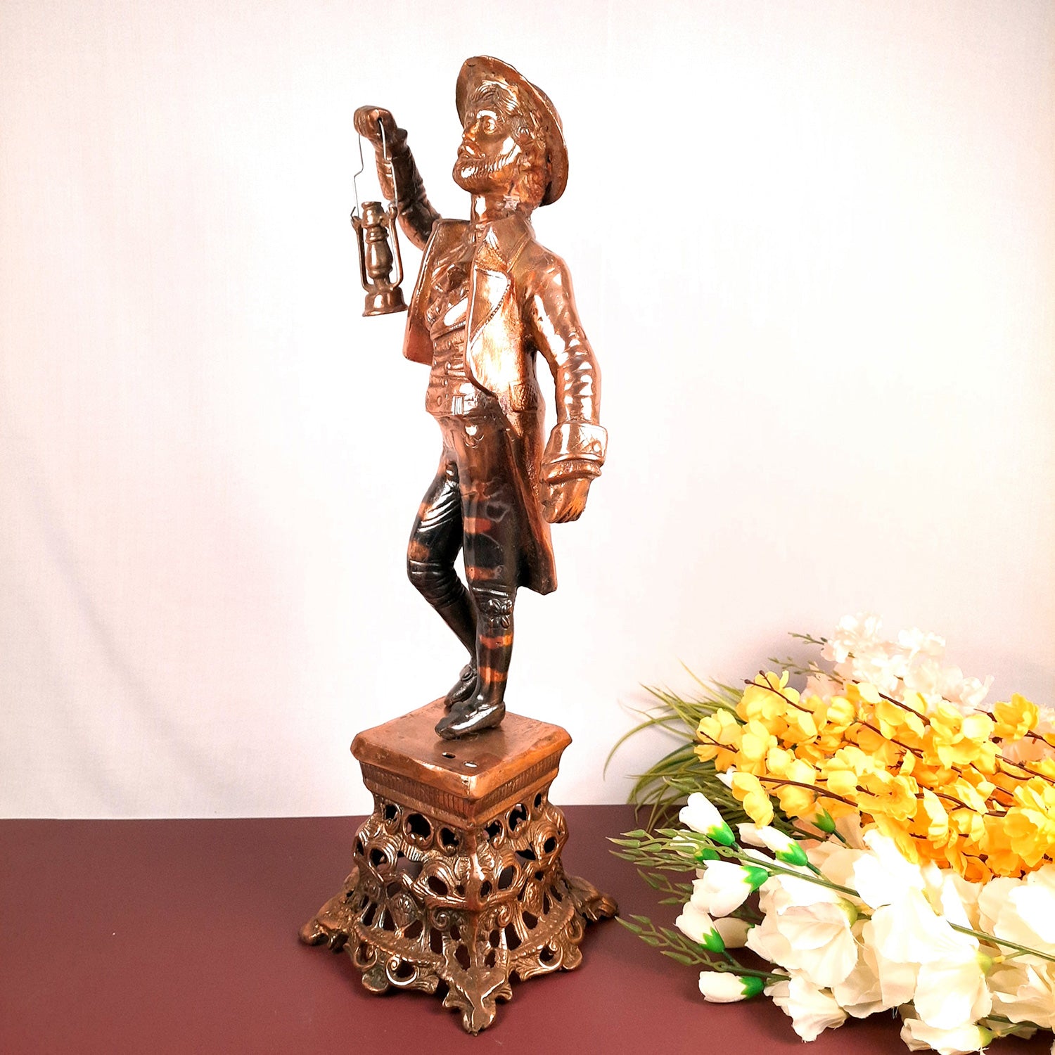 Showpiece Man Holding Lamp| Decorative Vintage Statue Big - For Home, Corners, Living Room Decor & Gifts - 26 Inch - Apkamart