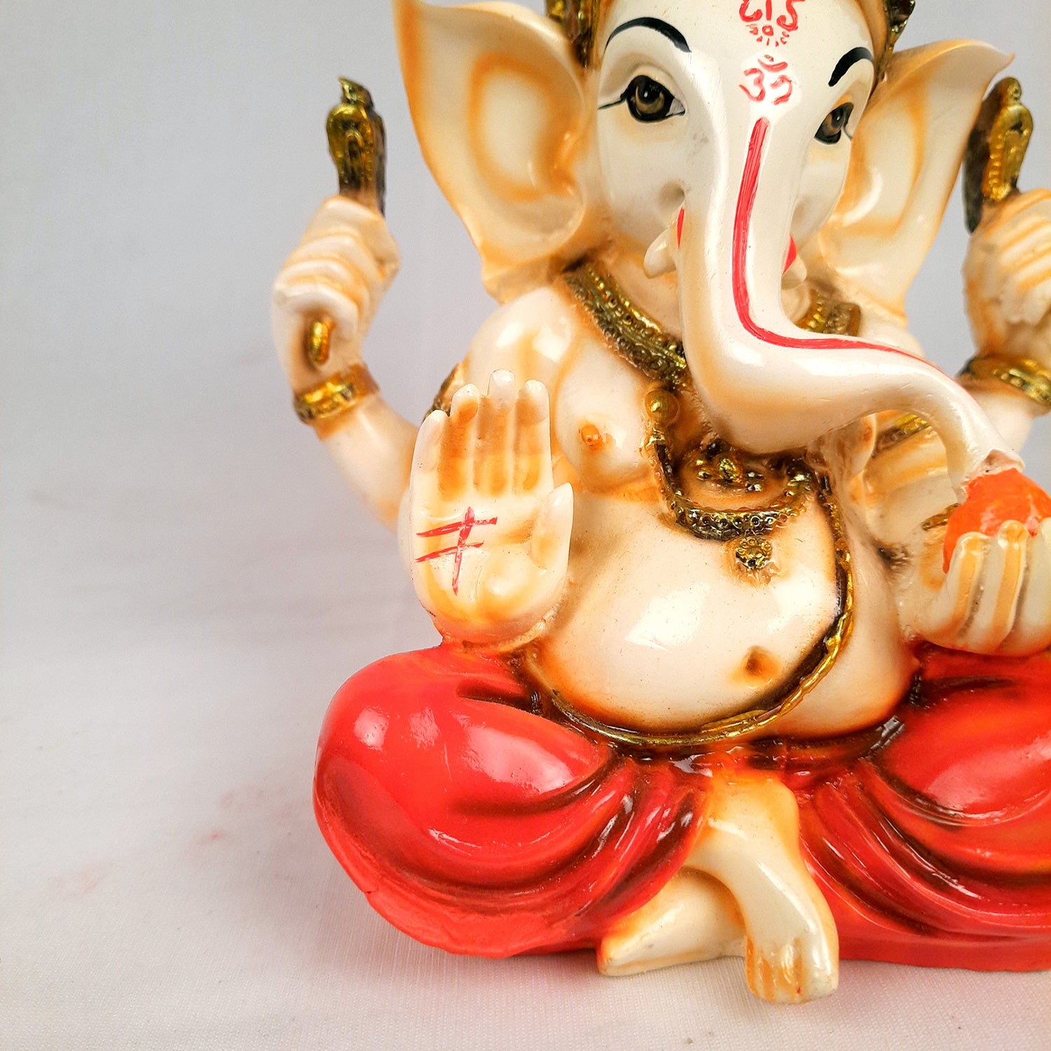 Ganesh Idol | Lord Ganesha Statue Murti - For Puja, Home & Entrance Living Room Decor & Gift - 7 Inch - Apkamart #Colour_Red