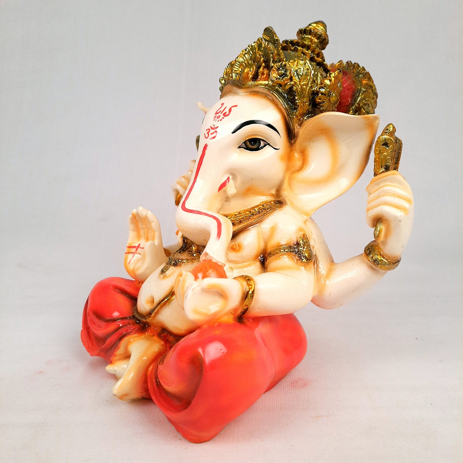 Ganesh Idol | Lord Ganesha Statue Murti - For Puja, Home & Entrance Living Room Decor & Gift - 7 Inch - Apkamart #Colour_Red
