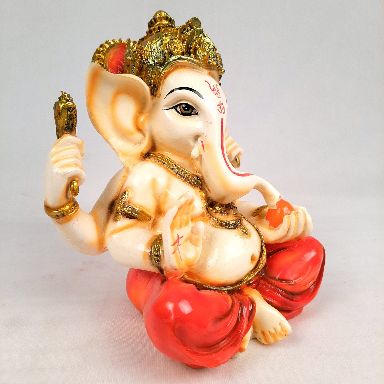 Ganesh Idol | Lord Ganesha Statue Murti - For Puja, Home & Entrance Living Room Decor & Gift - 7 Inch - Apkamart #Colour_Red