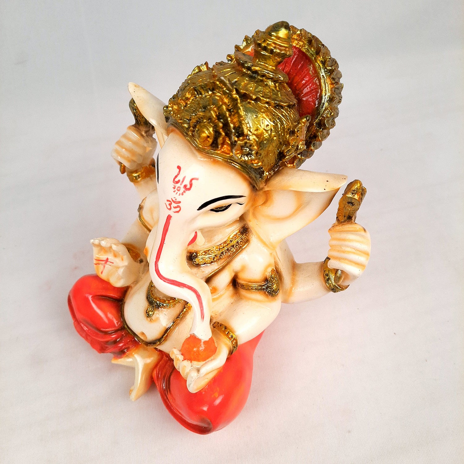 Ganesh Idol | Lord Ganesha Statue Murti - For Puja, Home & Entrance Living Room Decor & Gift - 7 Inch - Apkamart #Colour_Red