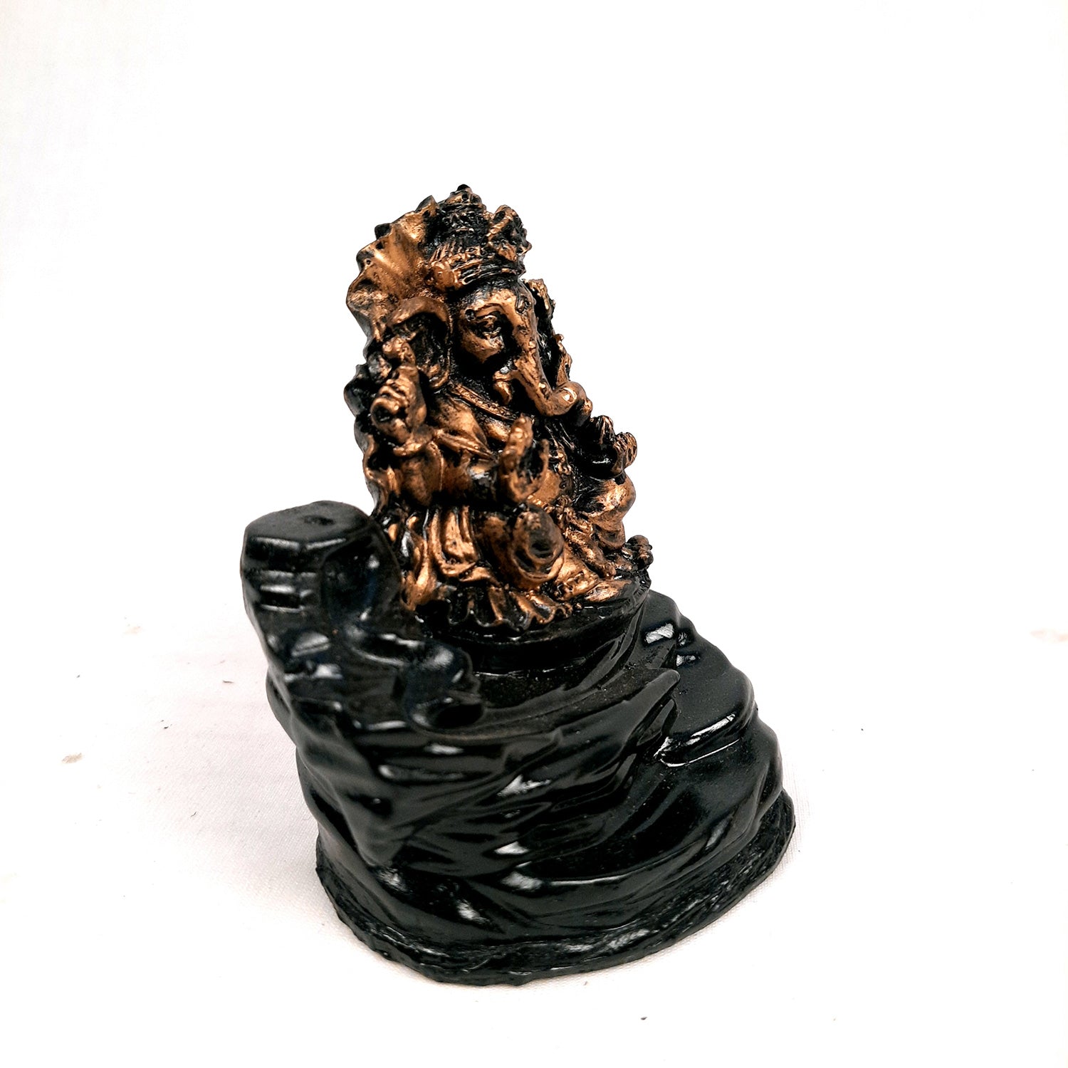 Ganesh Smoke Fountain | Backflow Incense Holder Burner Cum Decorative Showpiece | Smoke Waterfall - For Home, Puja, Living room, Office Decor & Gift - Apkamart