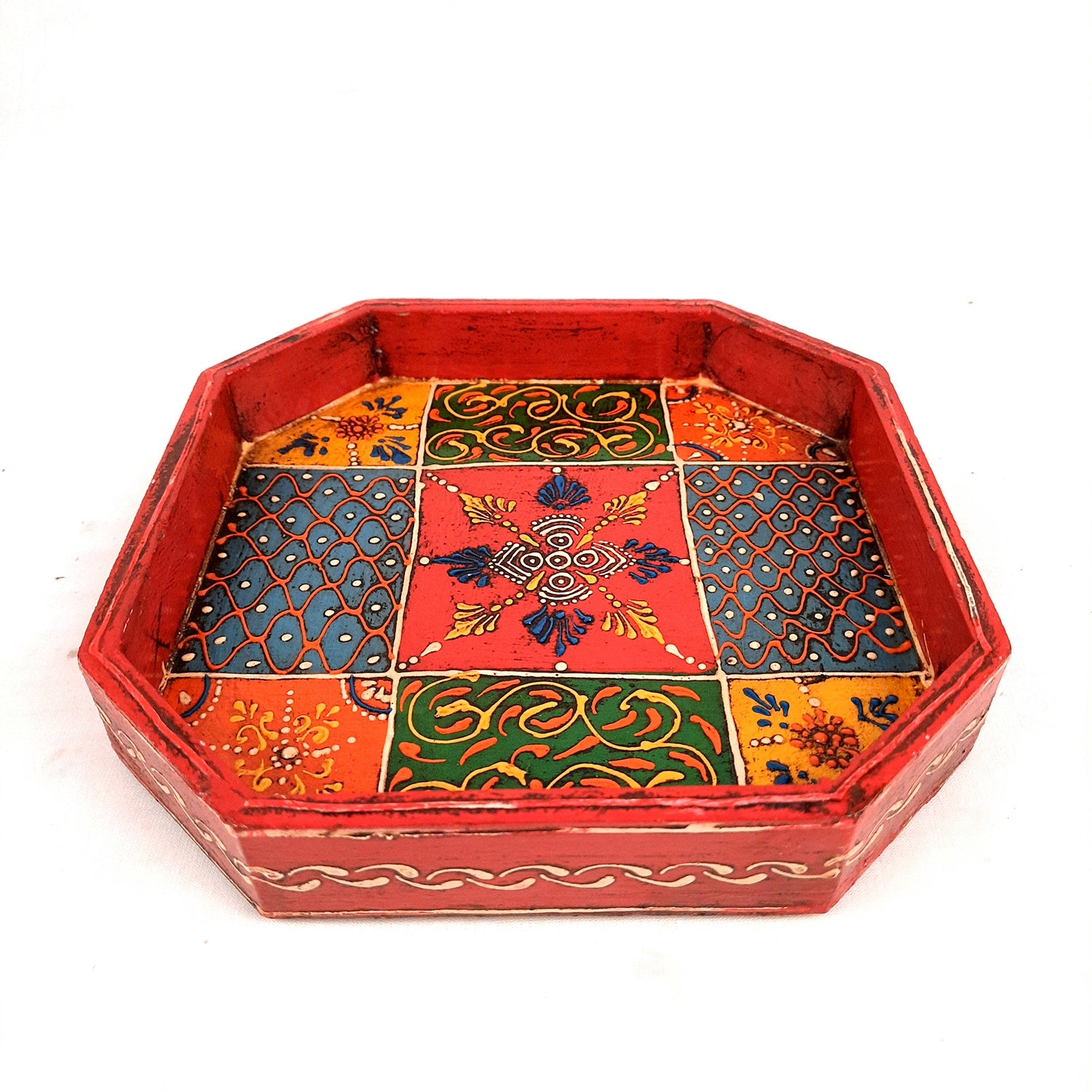 Serving Tray & Platters | Wooden Trays With Handle - For Home, Dining Table Organization, Kitchen & Gifts | Wedding & Housewarming Gift - Set of 2 (9 Inch & 8 Inch) - Apkamart