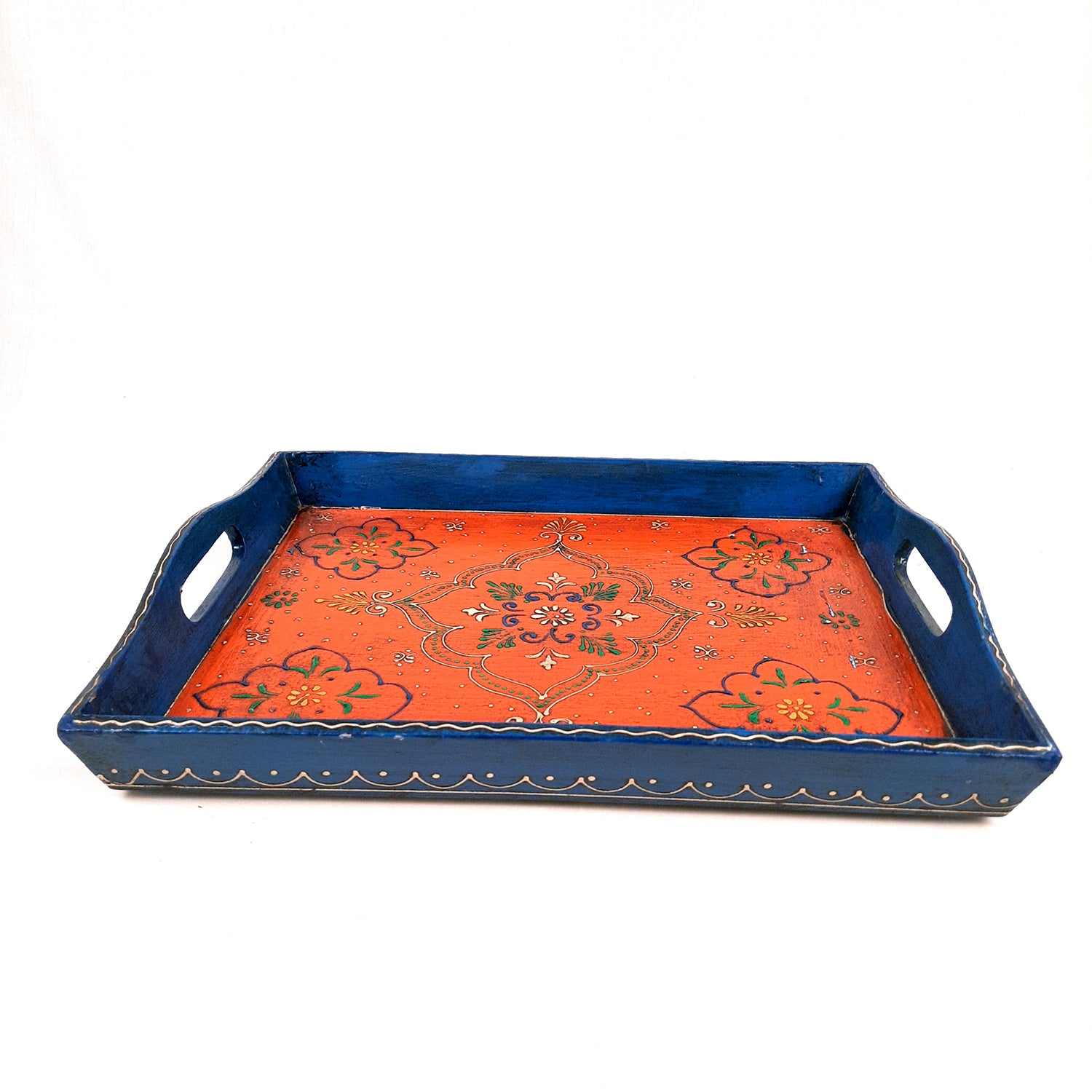 Wooden Tray | Serving Trays For Tea, Coffee & Snacks | Multipurpose Decorative Tray & Platters - For Home, Dining Table Organization, Kitchen & Gifts - Set of 2 - Apkamart
