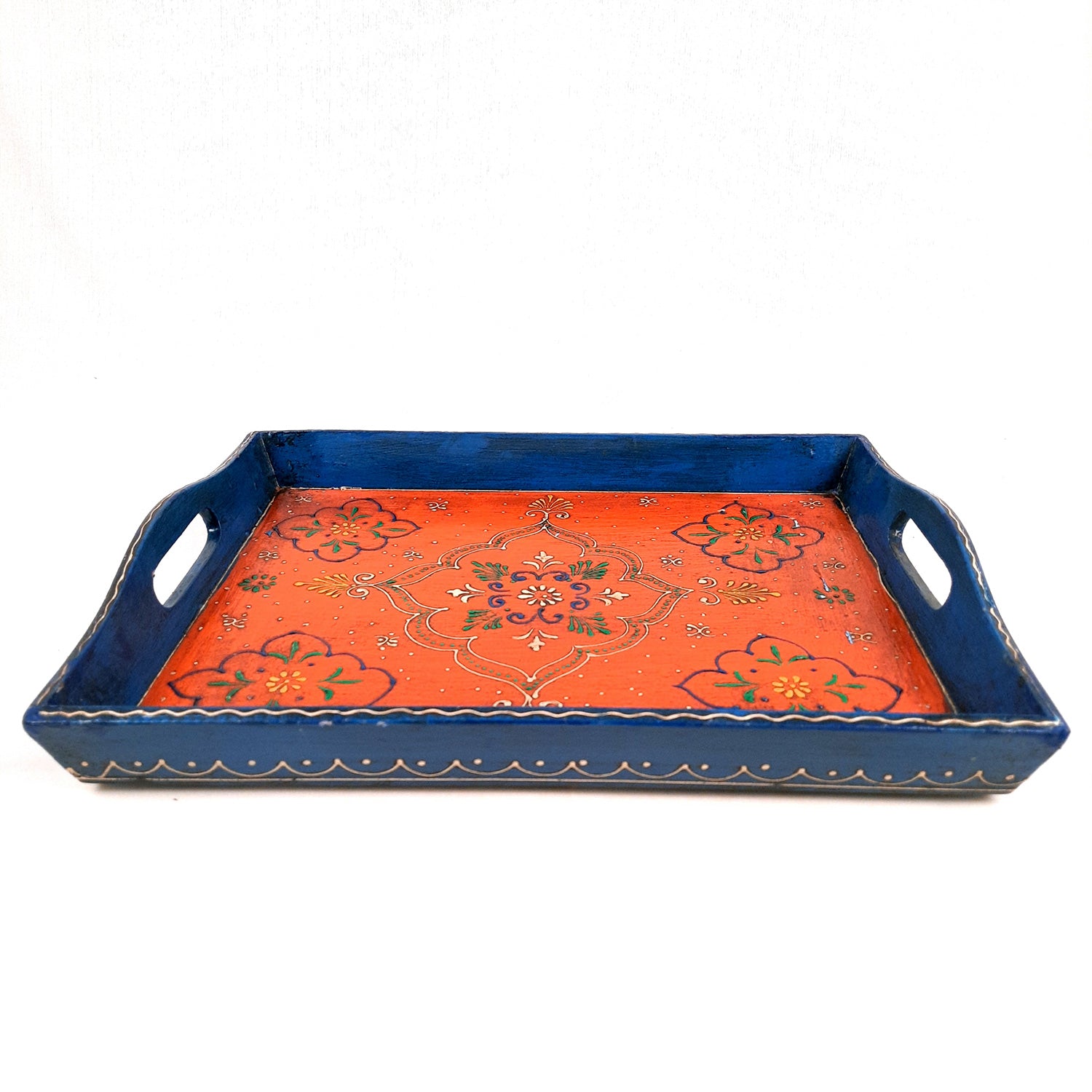 Wooden Tray | Serving Trays For Tea, Coffee & Snacks | Multipurpose Decorative Tray & Platters - For Home, Dining Table Organization, Kitchen & Gifts - Set of 2 - Apkamart