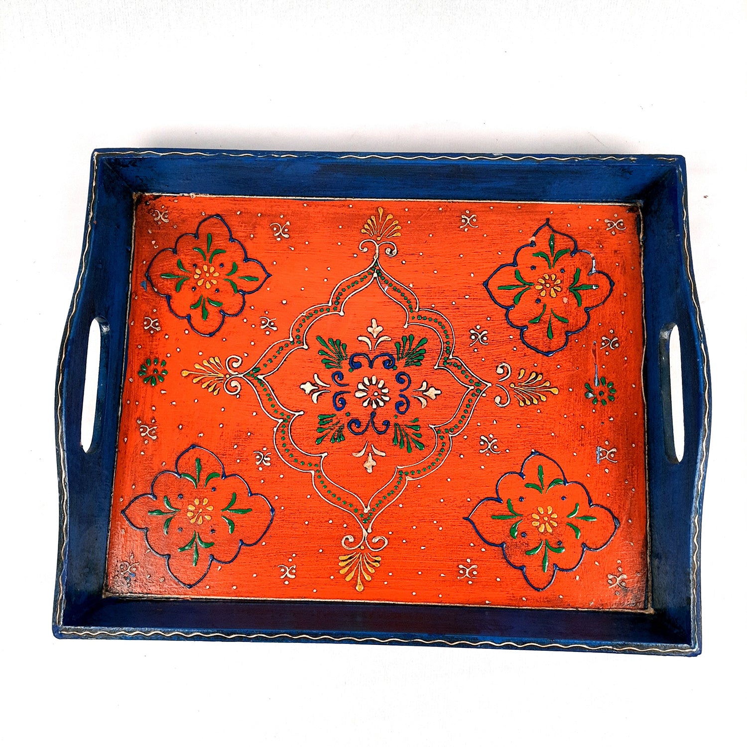 Wooden Tray | Serving Trays For Tea, Coffee & Snacks | Multipurpose Decorative Tray & Platters - For Home, Dining Table Organization, Kitchen & Gifts - Set of 2 - Apkamart