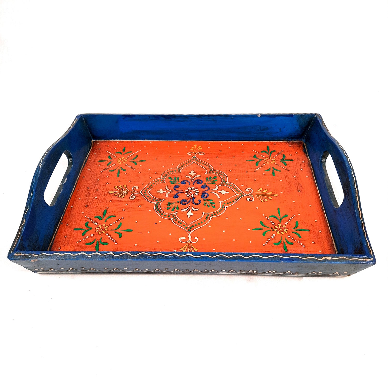 Wooden Tray | Serving Trays For Tea, Coffee & Snacks | Multipurpose Decorative Tray & Platters - For Home, Dining Table Organization, Kitchen & Gifts - Set of 2 - Apkamart
