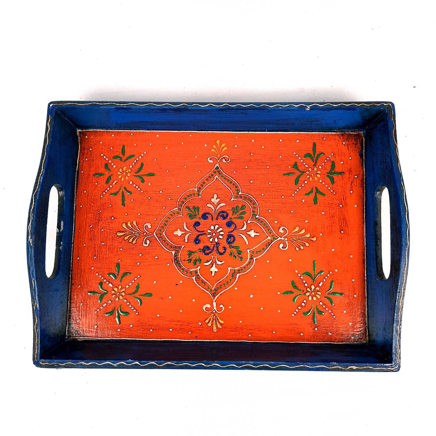 Wooden Tray | Serving Trays For Tea, Coffee & Snacks | Multipurpose Decorative Tray & Platters - For Home, Dining Table Organization, Kitchen & Gifts - Set of 2 - Apkamart