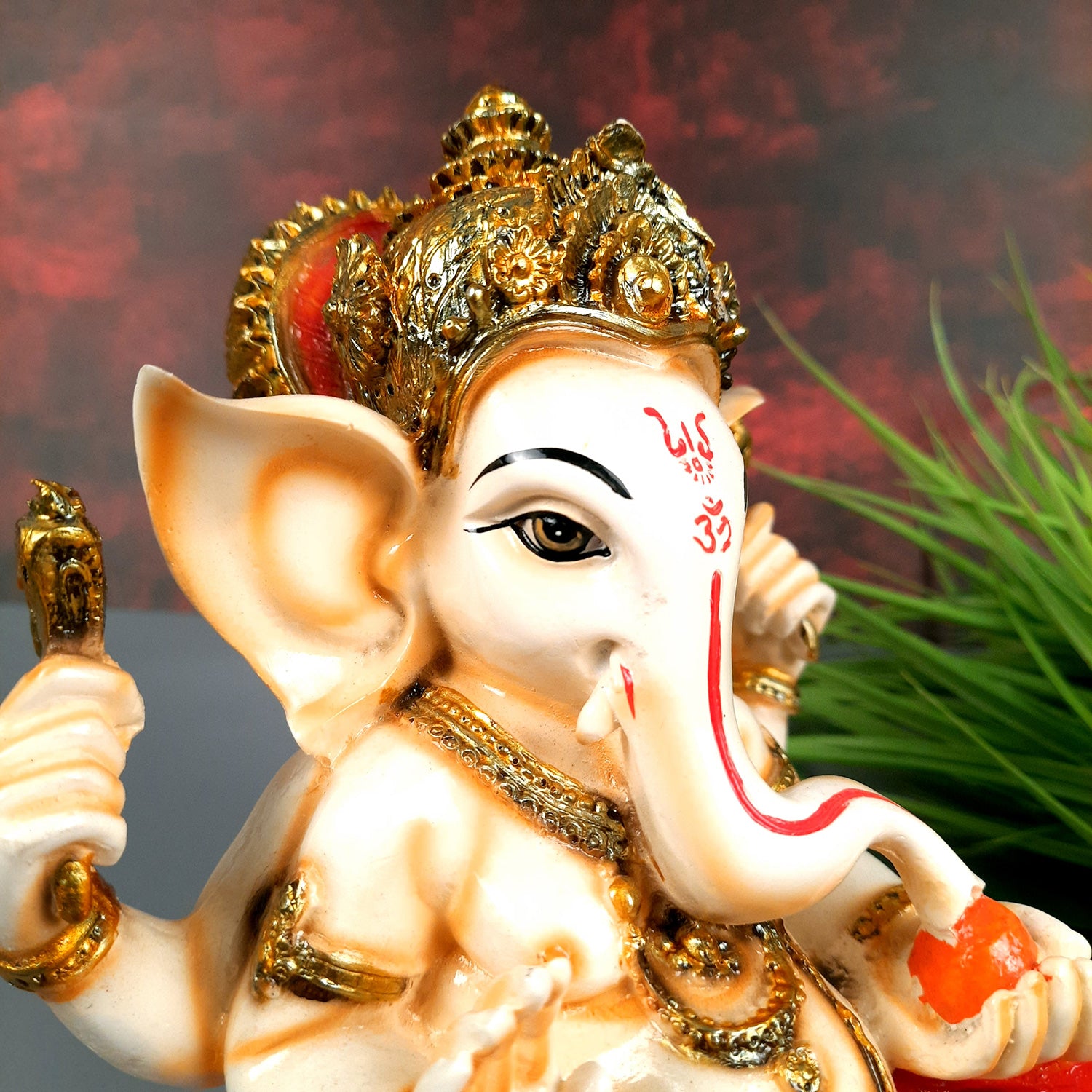Ganesh Idol | Lord Ganesha Statue Murti - For Puja, Home & Entrance Living Room Decor & Gift - 7 Inch - Apkamart #Colour_Red