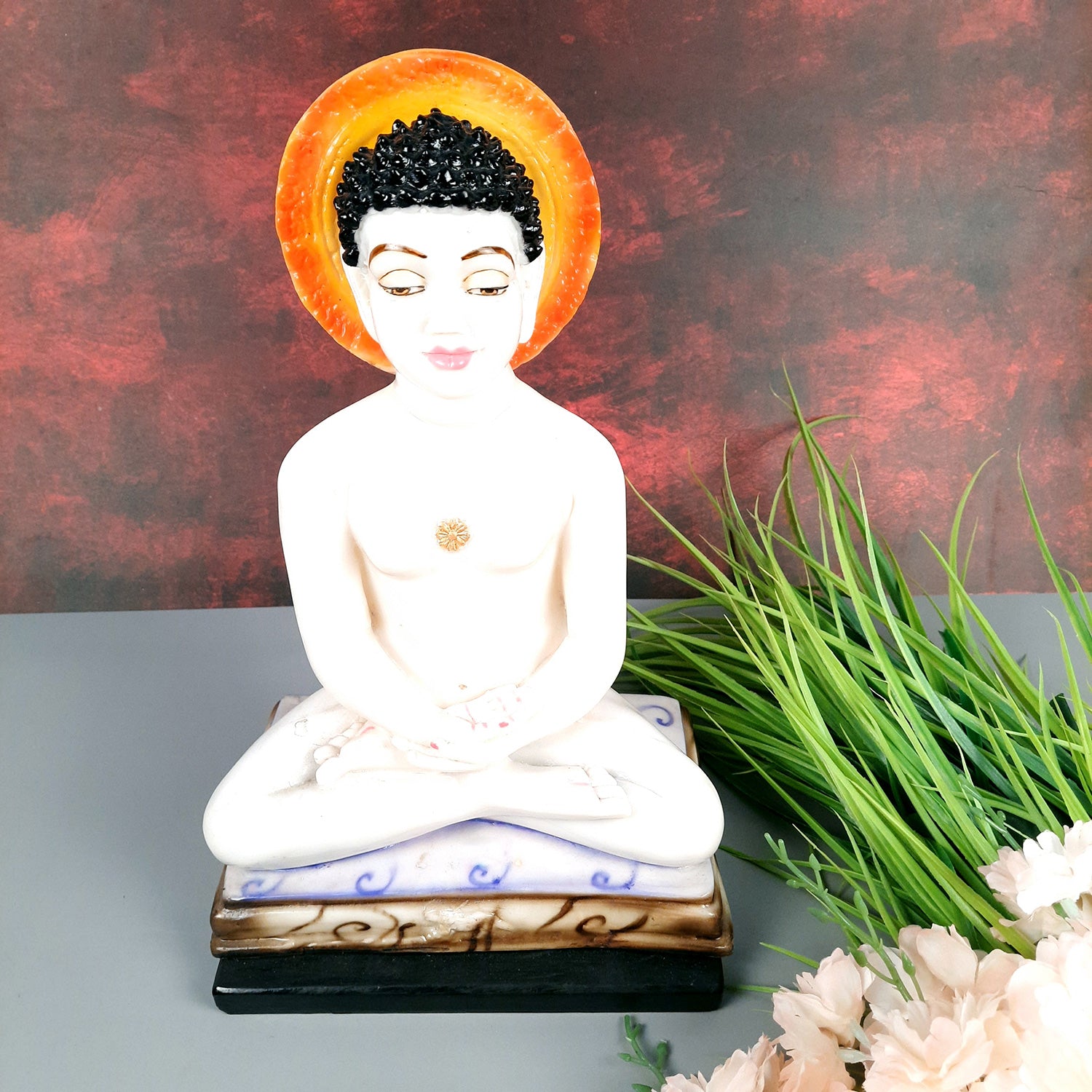 Mahaveer Ji Statue | Bhagwan Mahaveer Idol - for Home, Puja, Living Room, Entrance & Office Decor - 13 Inch - Apkamart