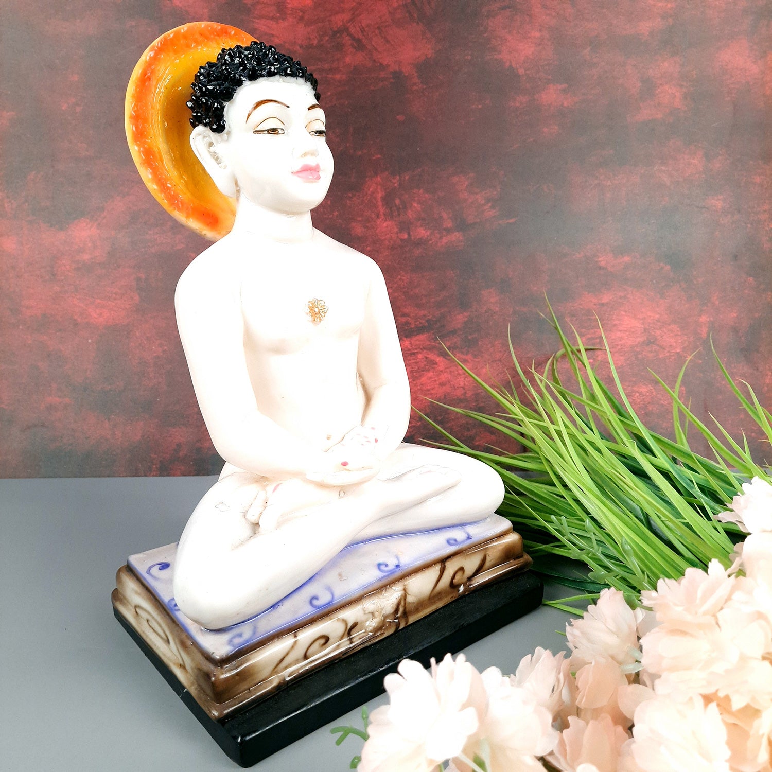 Mahaveer Ji Statue | Bhagwan Mahaveer Idol - for Home, Puja, Living Room, Entrance & Office Decor - 13 Inch - Apkamart
