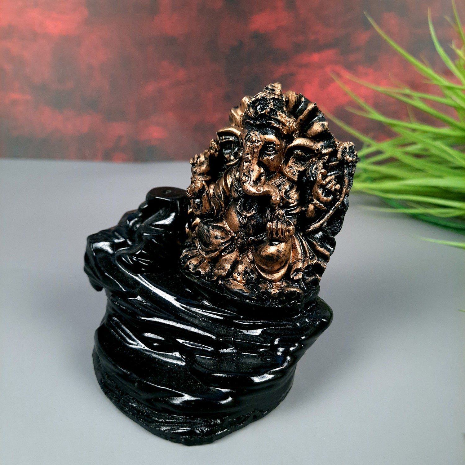 Ganesh Smoke Fountain | Backflow Incense Holder Burner Cum Decorative Showpiece | Smoke Waterfall - For Home, Puja, Living room, Office Decor & Gift - Apkamart