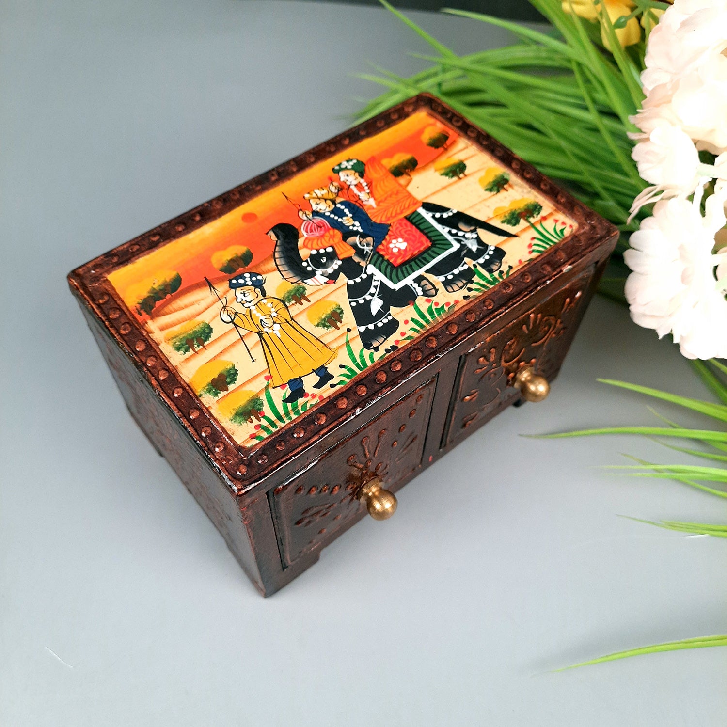 Jewelry Organizer | Wooden Jewelry Box - For Dressing Table, Home Decor & Gifts - 6 Inch - Apkamart
